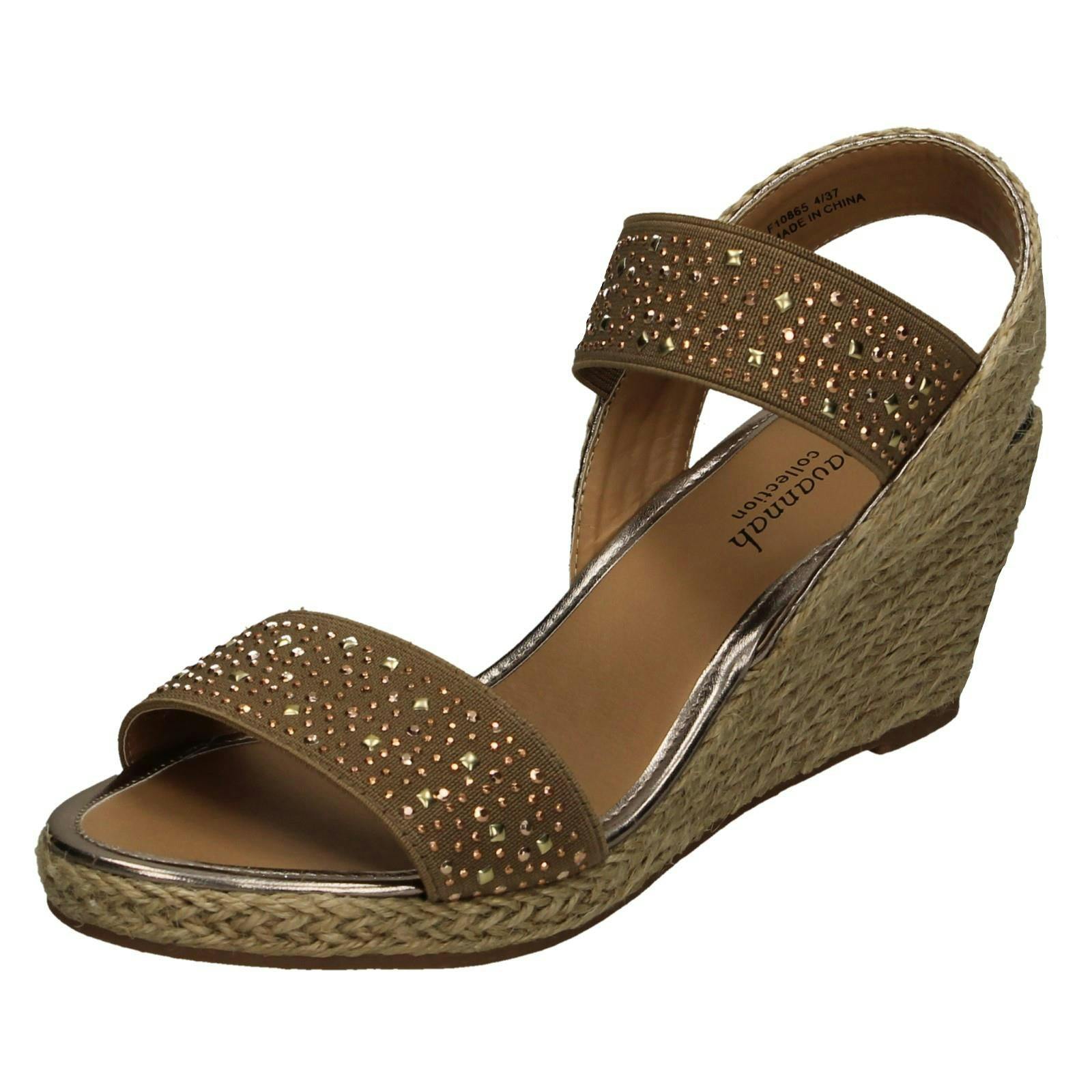 Savannah Women's High Wedge Sandals F10908 - Tan - Uk 6