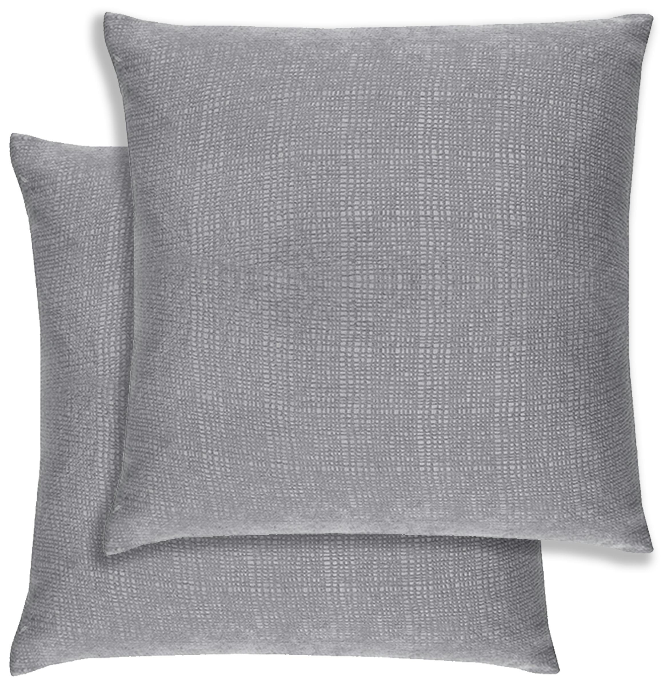 Enhanced Living Grey Pair Of Matrix Textured Double Sided Zip Opening Piped Edge Cushion Covers - 43X43cm - Cases Only