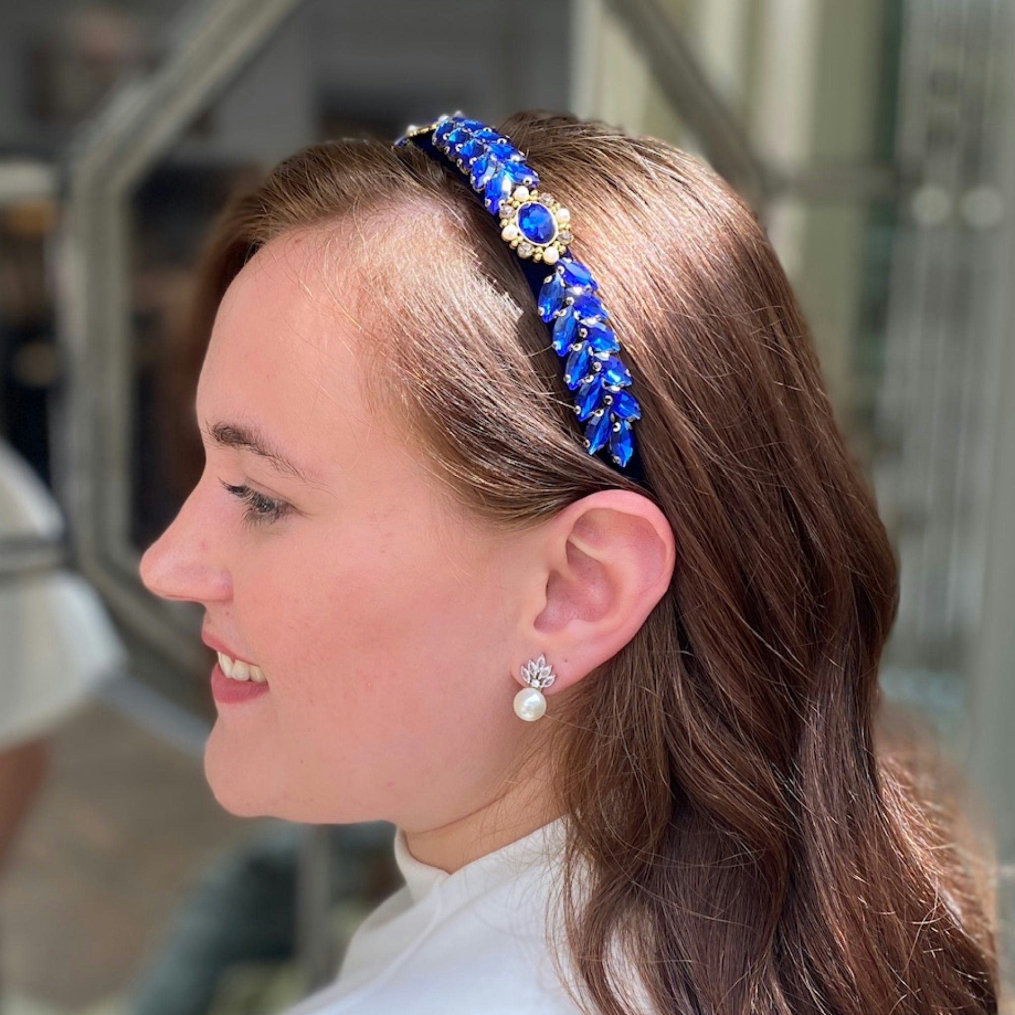 Queenmee Accessories Blue Bright Jewelled Headband