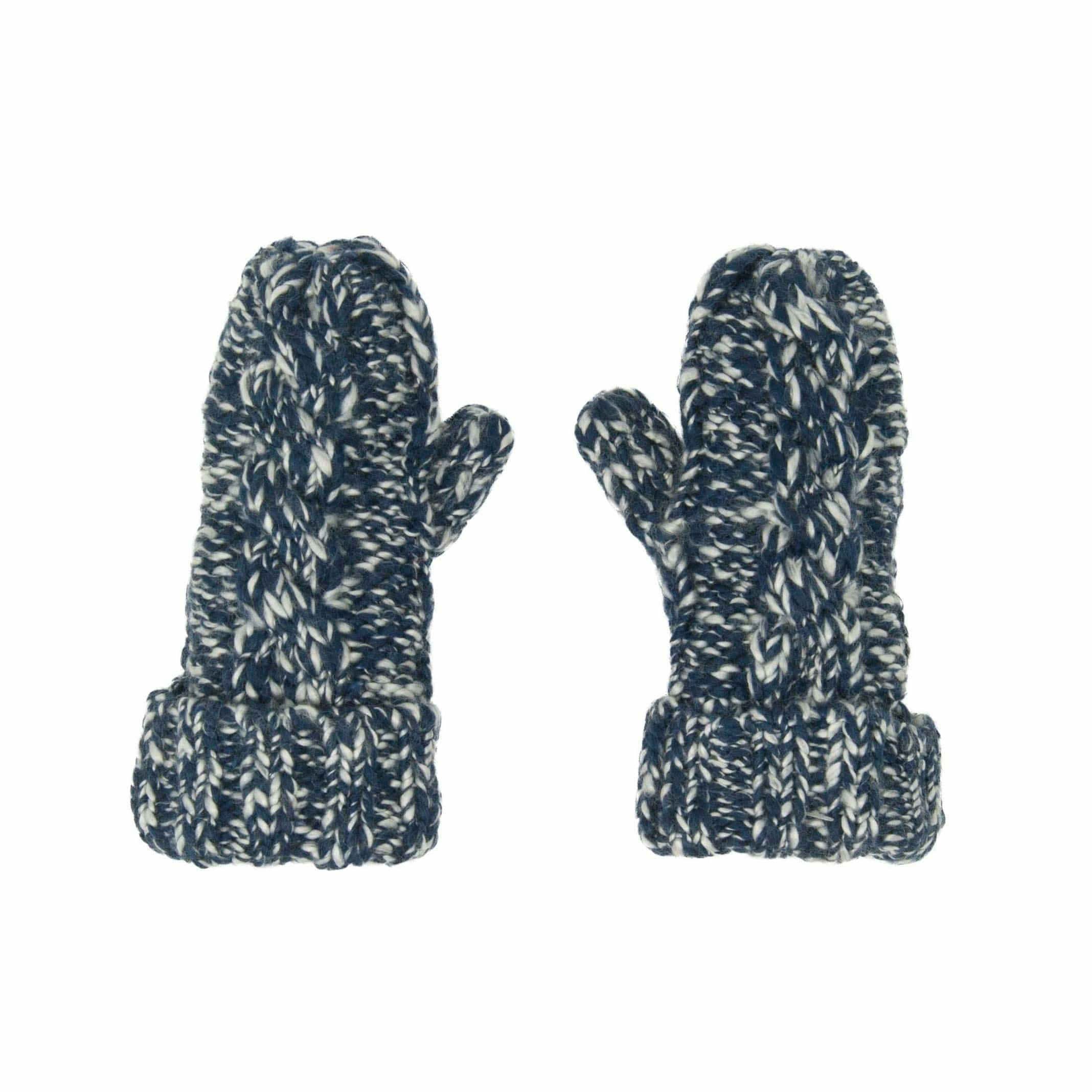 Aran Traditions Aran Junior Cable Mittens - Navy Mix