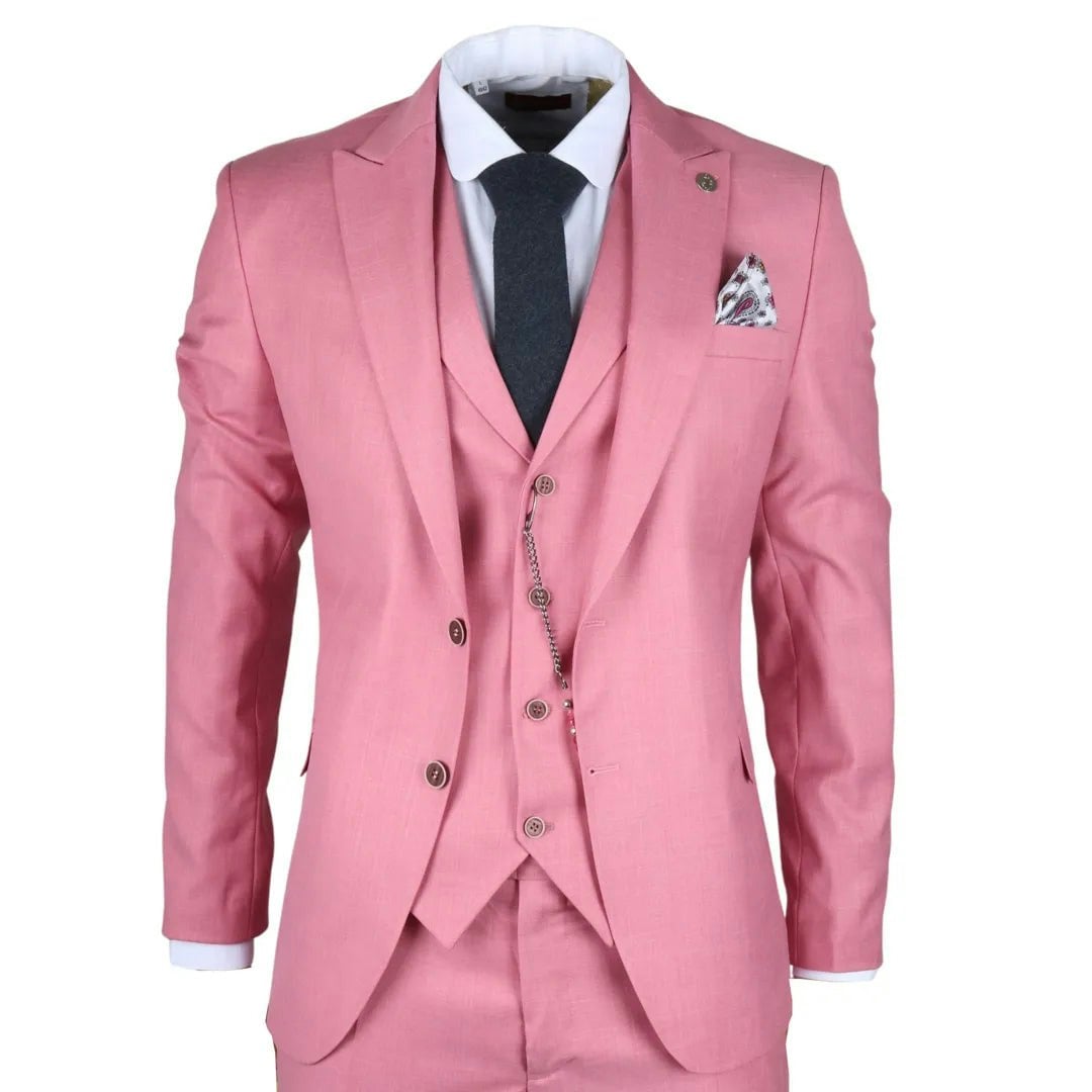 Truclothing Men's Pink James - 3 Piece Tailored Fit Suit - 48" Jacket 42" Trousers