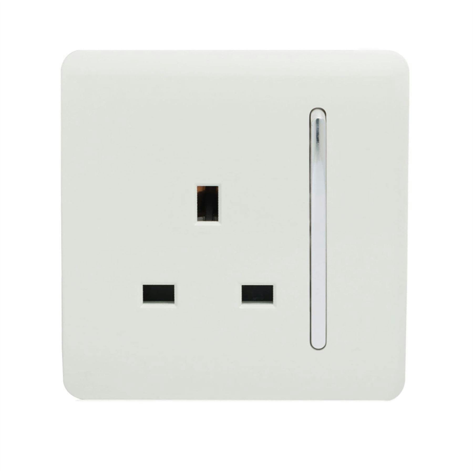 Trendi Switch White 1 Gang 13 Amp Switched Plug Socket In Ice