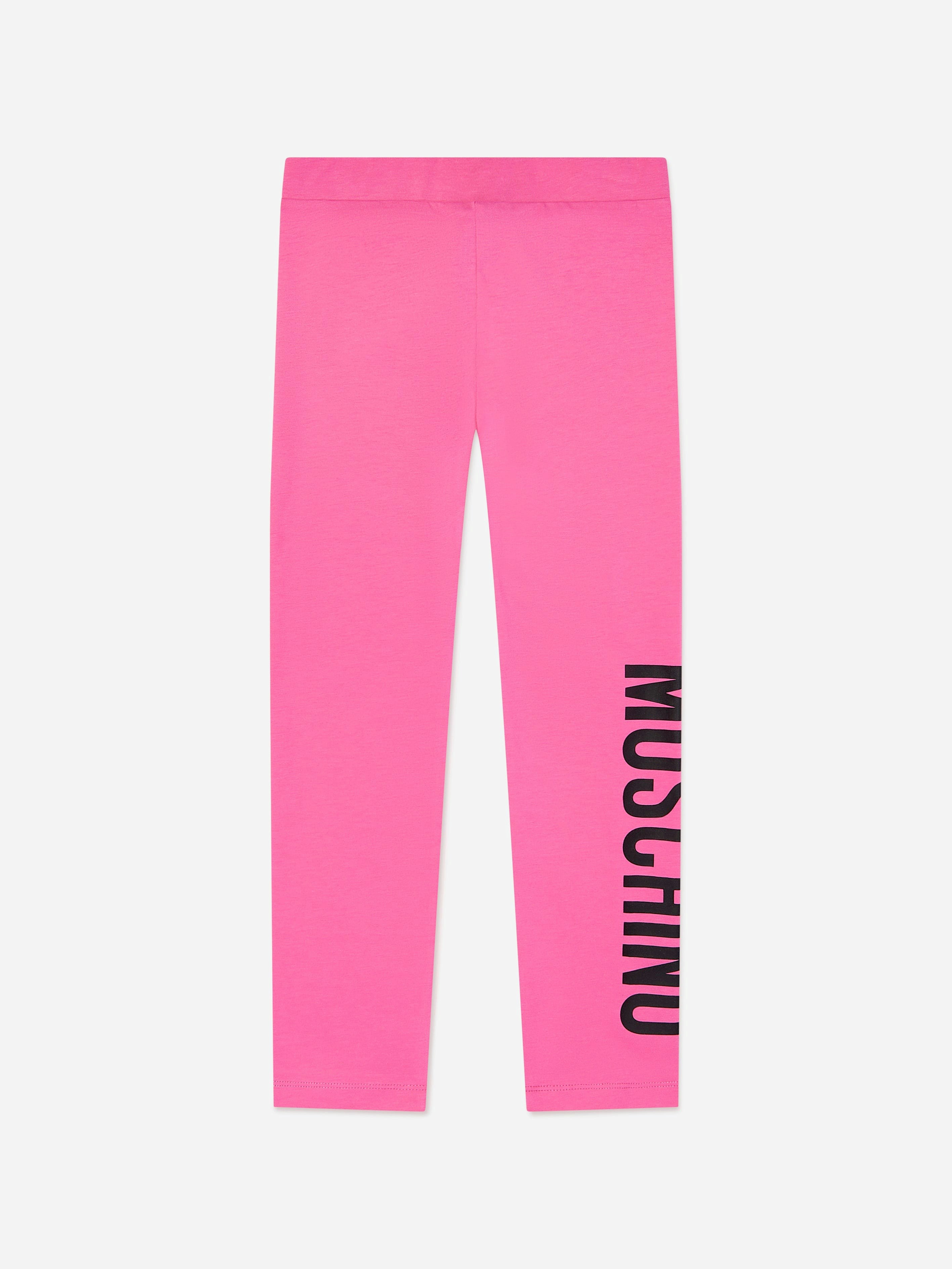Moschino Kids Girls Pink Moschino Logo Print Leggings In - 14 Yrs