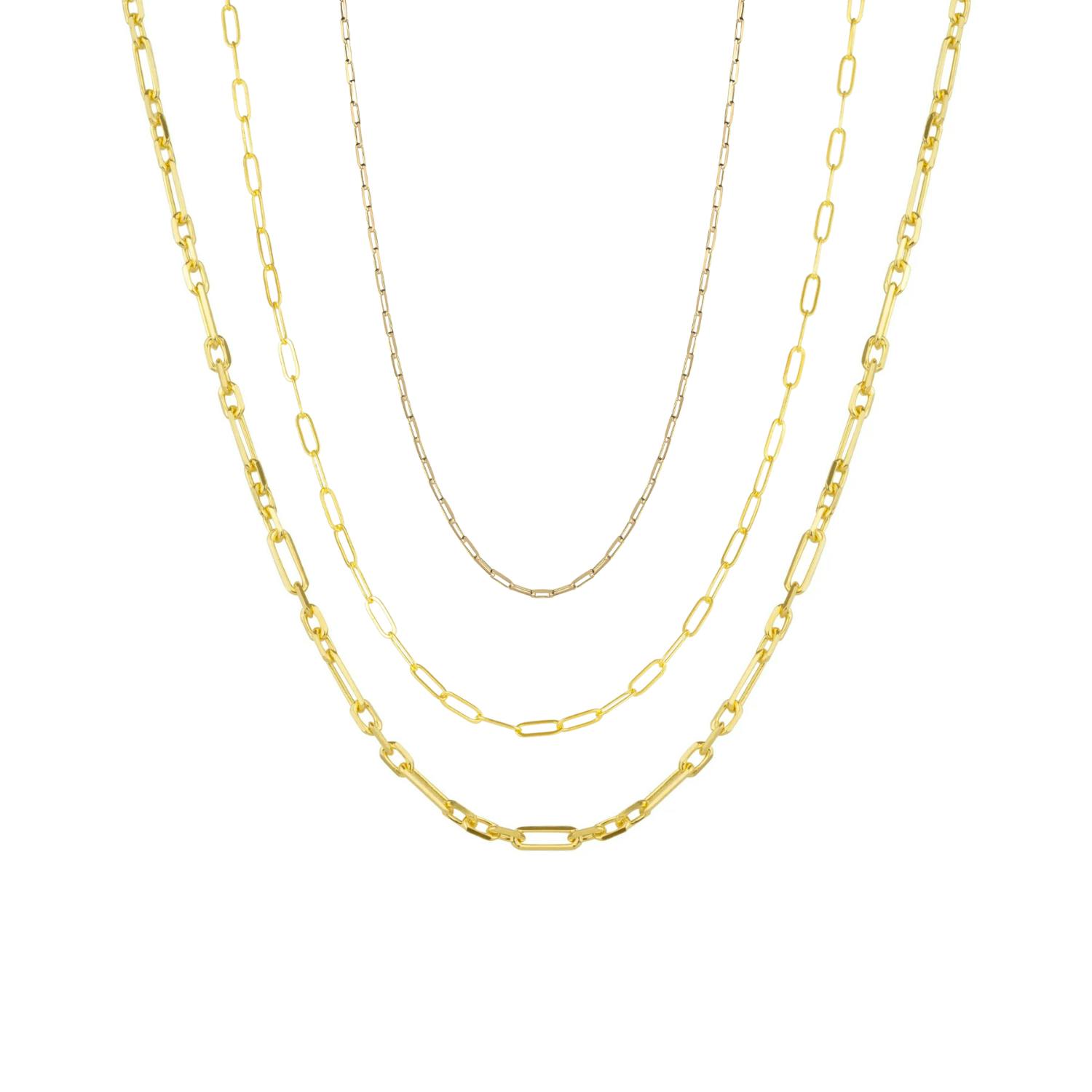 Spero London Silver/Gold Paperclip Link Chain Sterling Necklace Layering Set