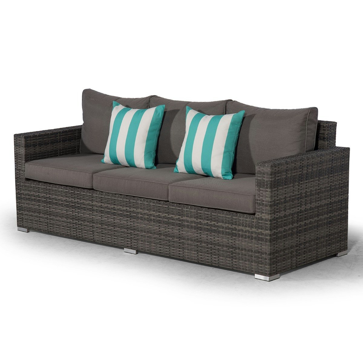 Rackhams Grey Sydney Rattan 3 Seater Sofa - 1