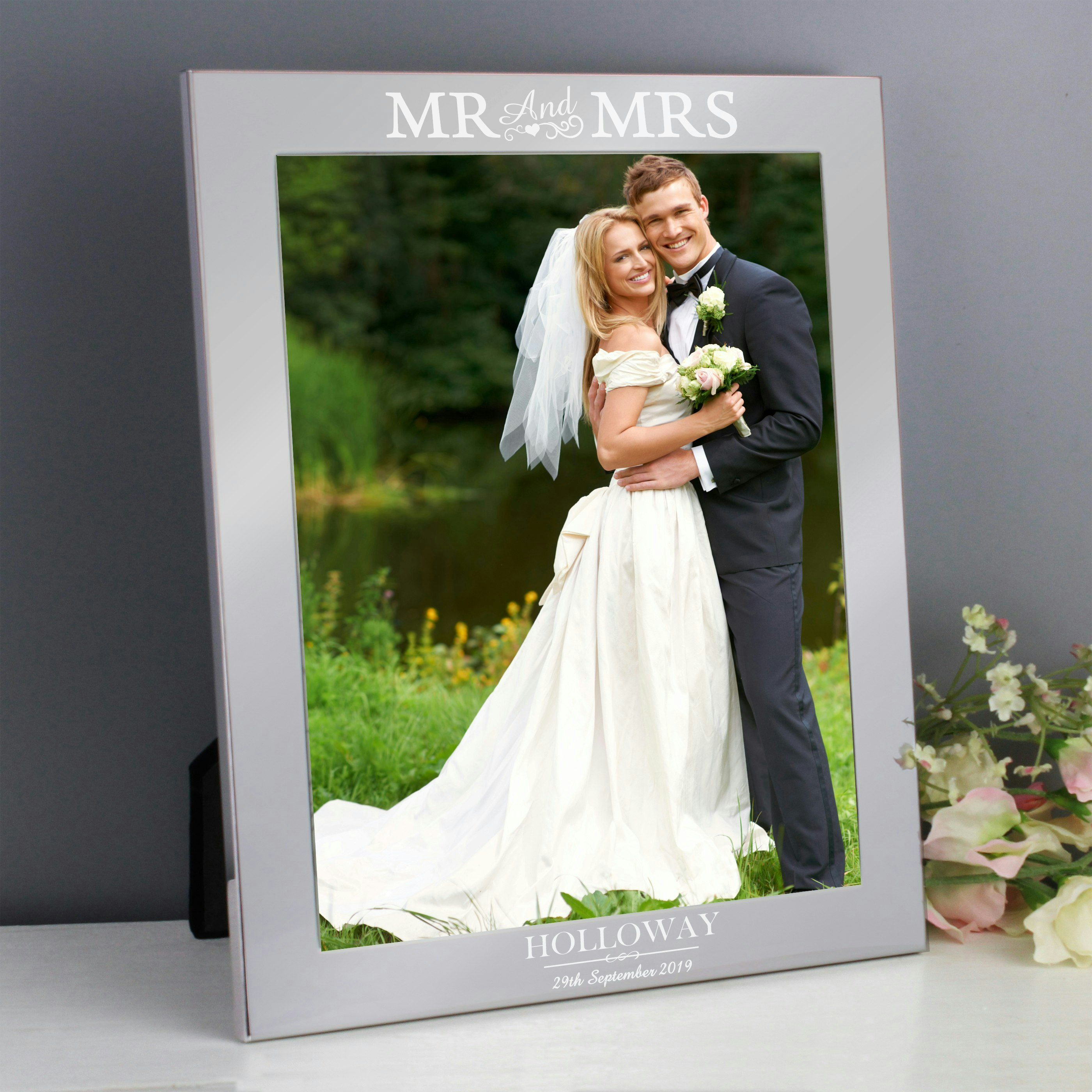Rackhams Silver Personalised Mr & Mrs 10X8 Photo Frame