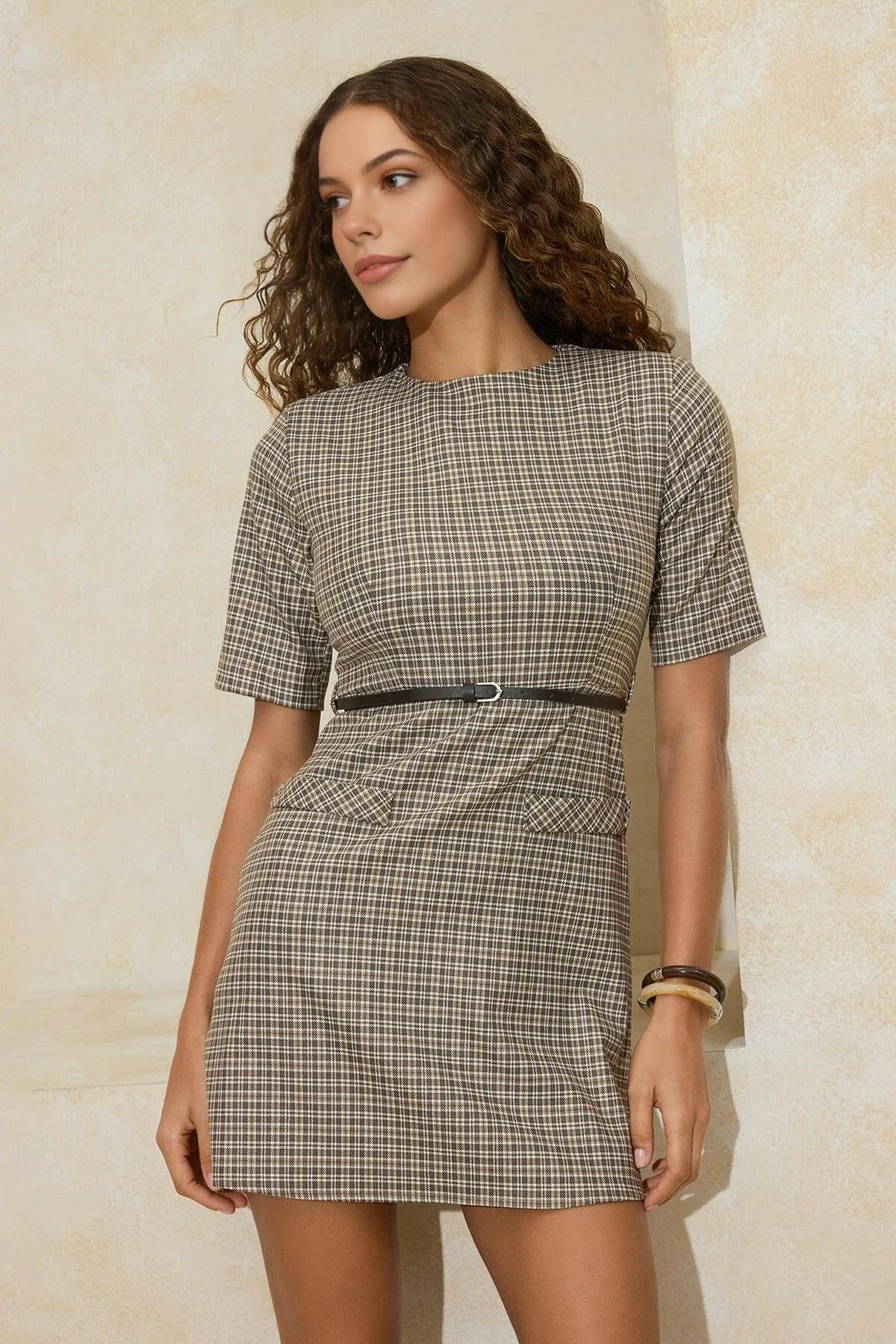 Wovcor Mini Woven Dress With Belt Detail - Multi - 14