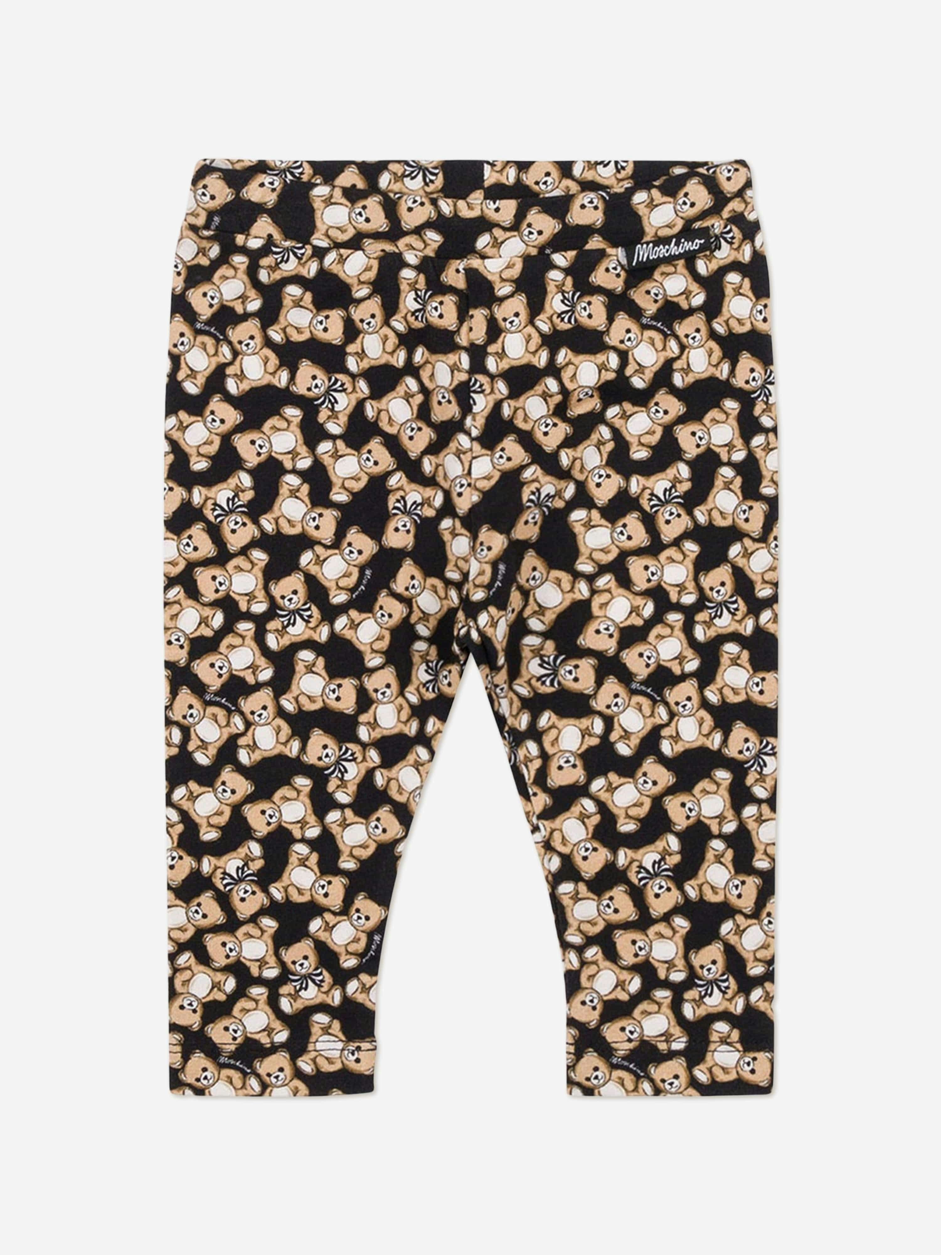 Moschino Kids Girls Black Moschino Baby Teddy Bear Leggings In - 12 - 18 Mths