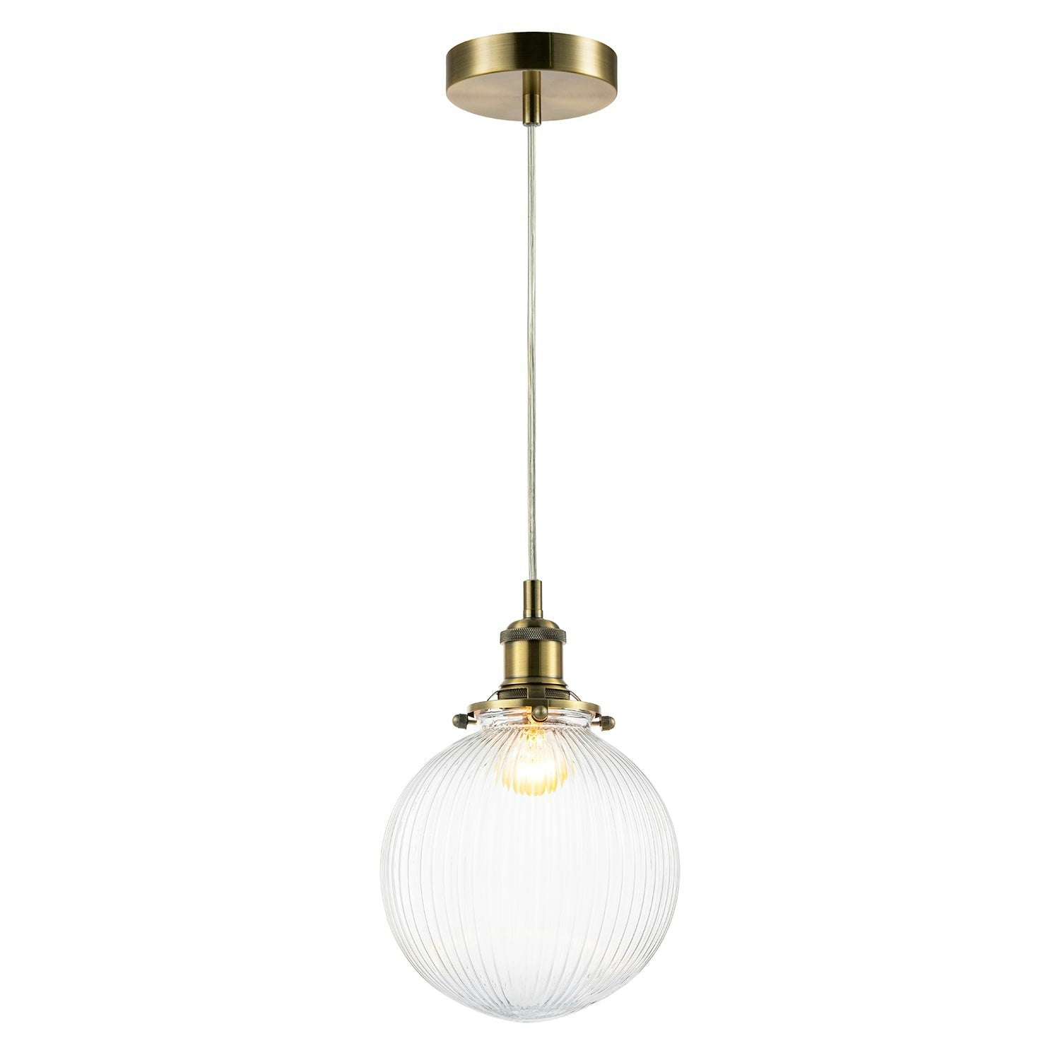 Rackhams Light Traditional Vintage Lantern Pendant In Antique Brass With Glass Shade