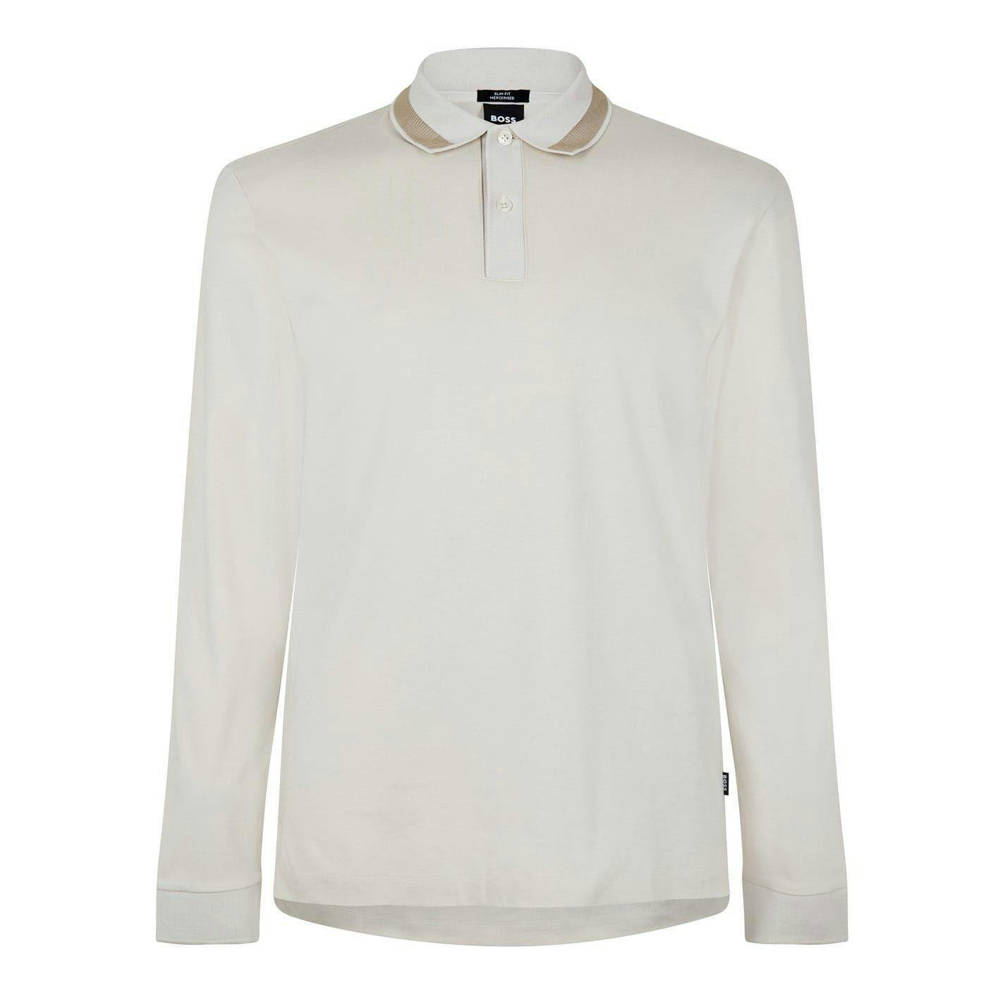 Boss Men's White Regular Long-Sleeved Polo Shirt - Xxl - 100% Cotton