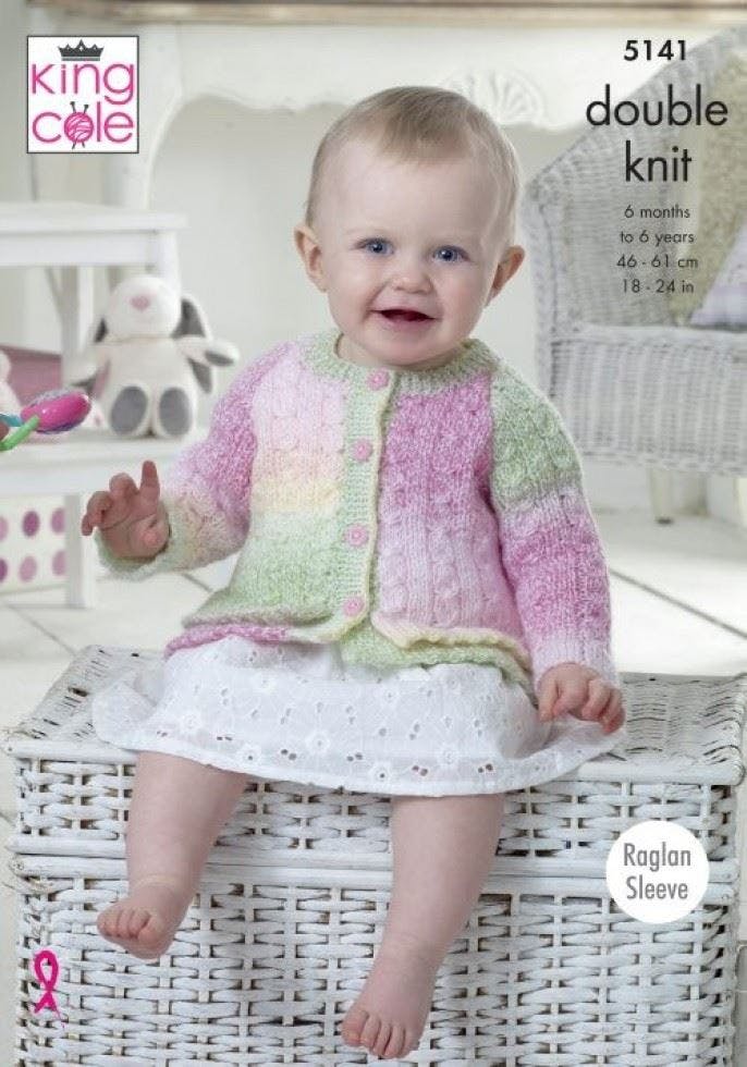 King Cole Melody Dk Knitting Pattern 5141, Cardigans, Dresses For Baby, Kids, 6 Months - 6 Years