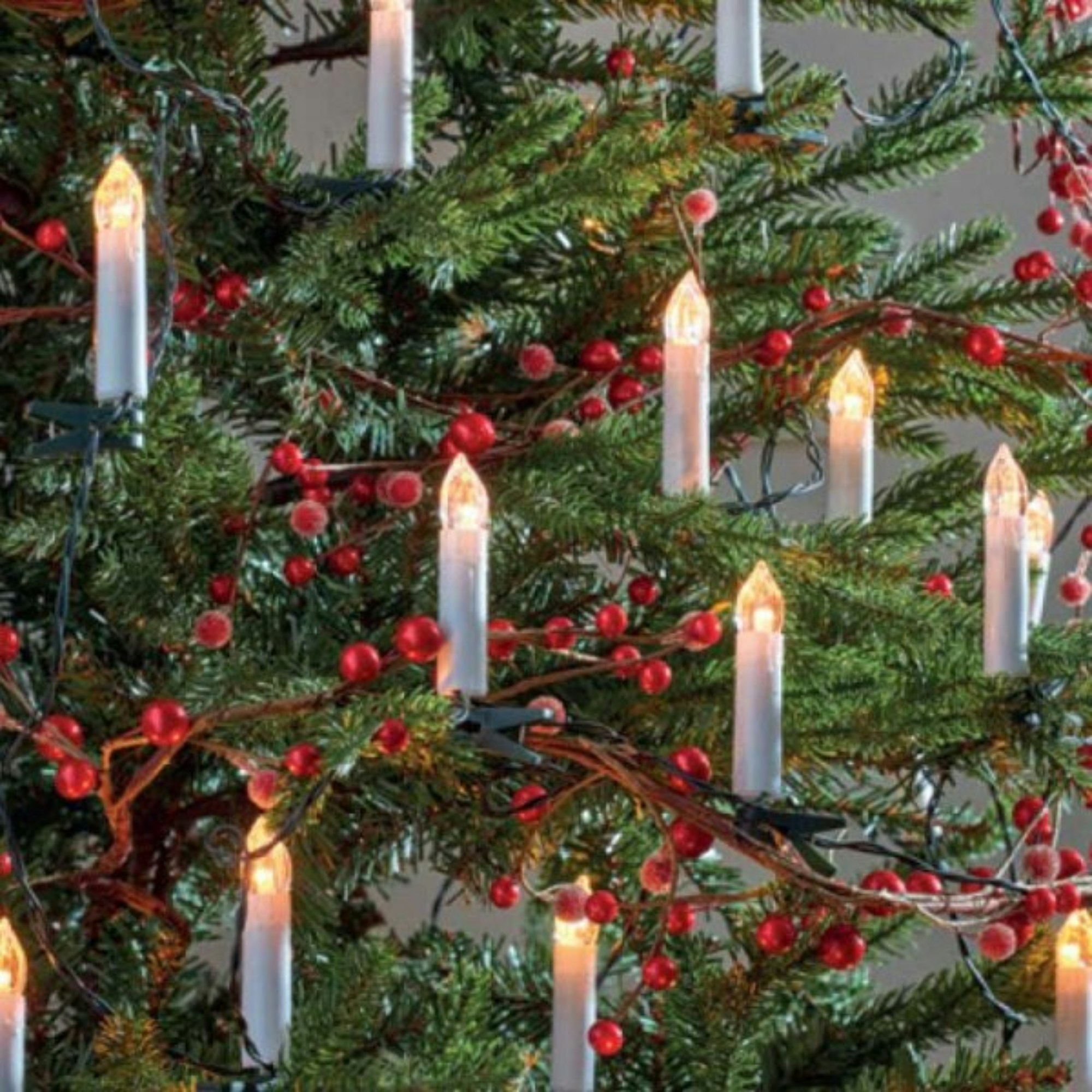 Rackhams Light/White 12M Set Of 50 Christmas Tree Candles With Warm Leds And Timer Function