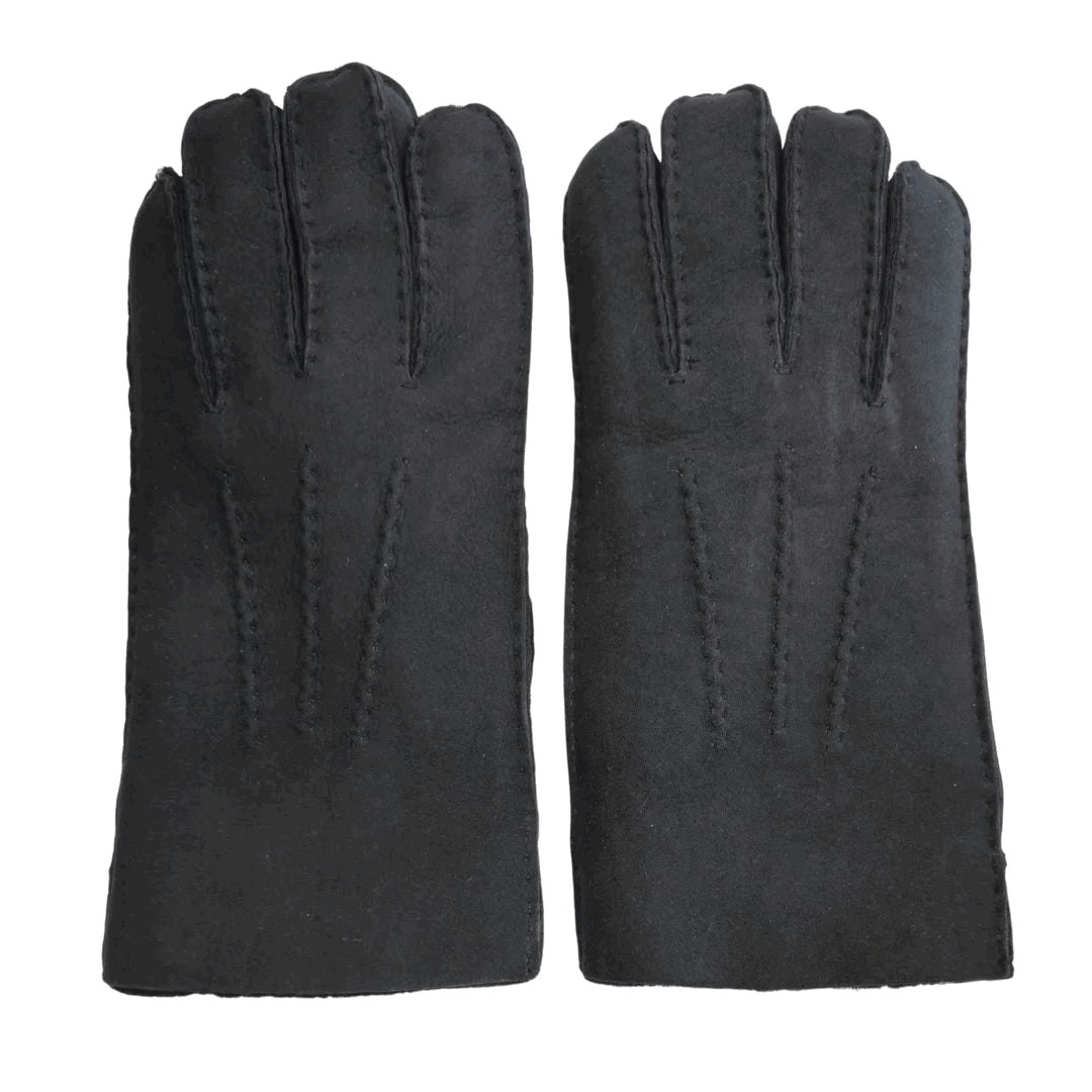 Infinity Leather Men's Black ’S Sheepskin Suede Leather Wool Lining Gloves - Small