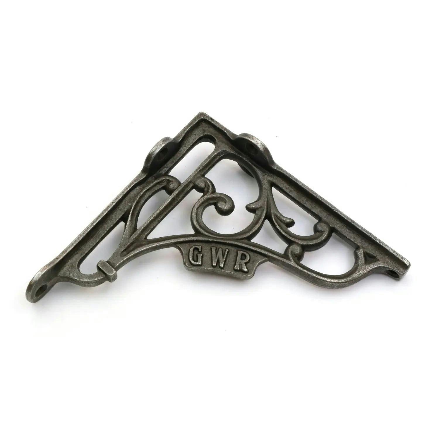 Rackhams Pair Of Antique Cast Iron 'Gwr' Railway Victorian Style Shelf Brackets - 125Mm X 125Mm