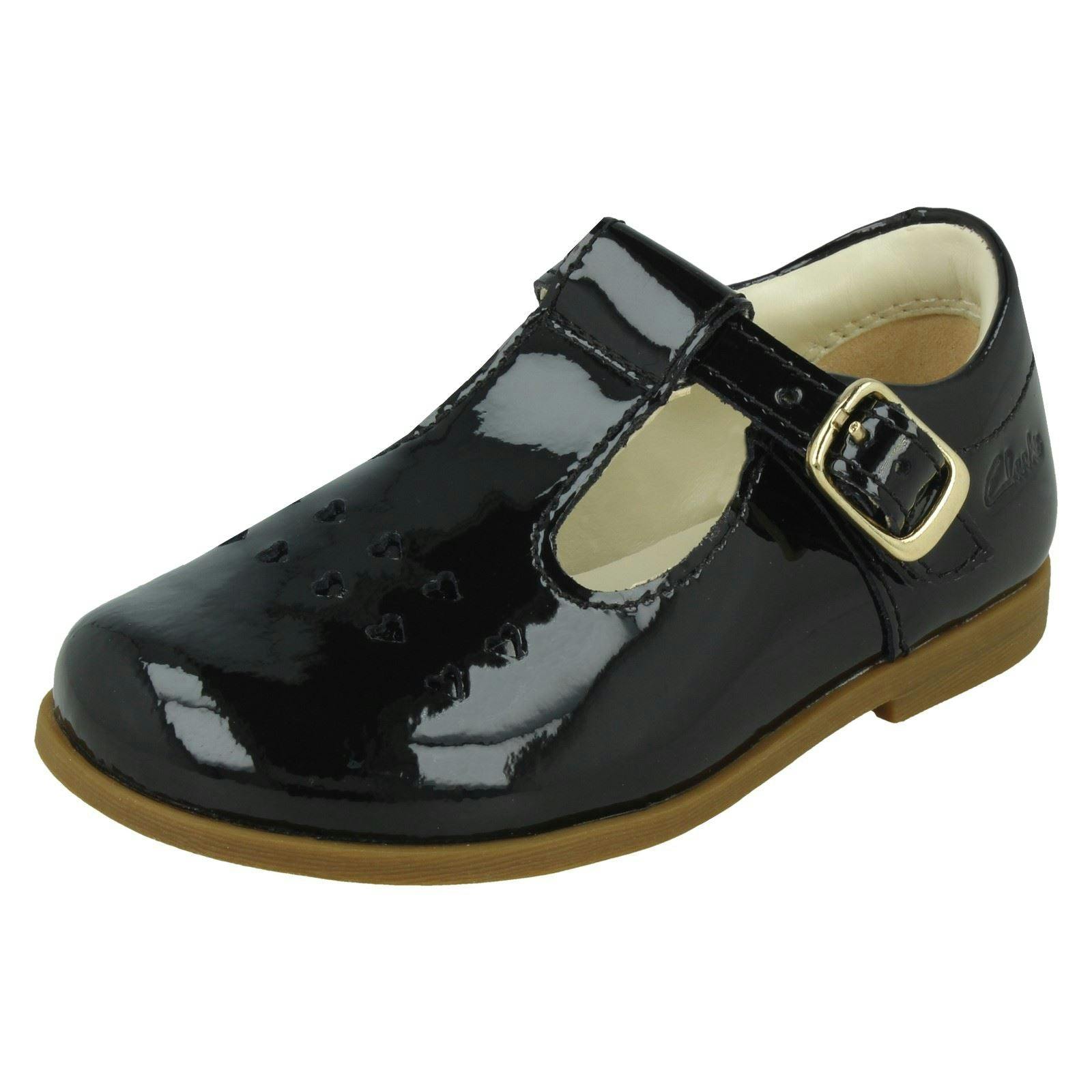 Clarks Girls Black Patent Leather Formal Shoes - Drew Play - Uk 7 Infant - G