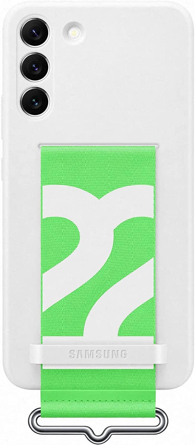 Cover For Samsung Galaxy S22 Plus With Strap Silicone Soft - White - Image 3