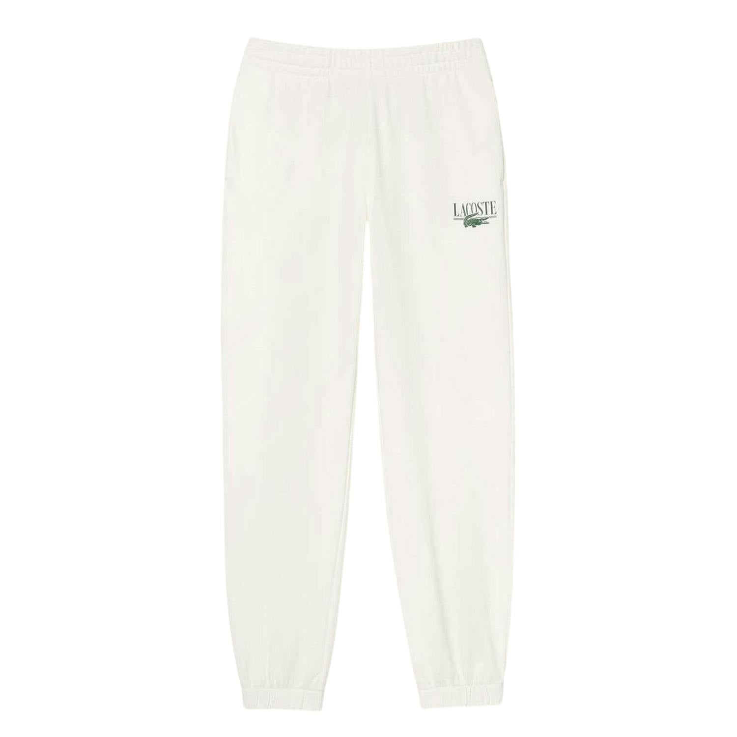 Lacoste Women's Cream Embroidered Logo Sweatpants - 10 Uk - 83% Cotton/17% Polyester