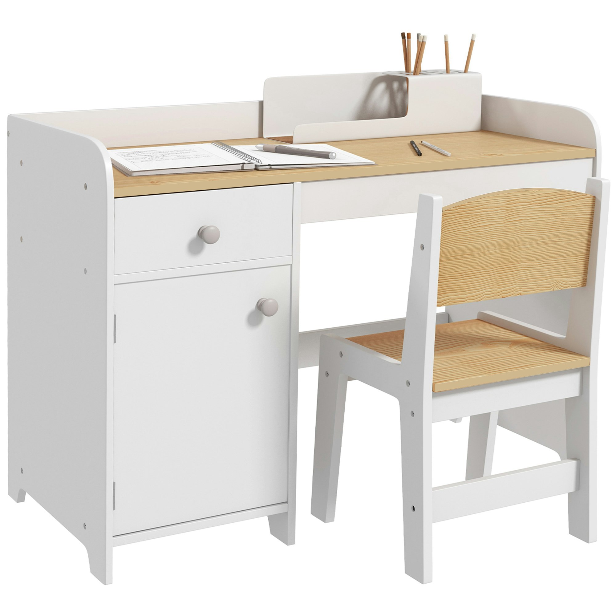 Rackhams White Zonekiz Kids Desk And Chair Set For 3-6 Years With Storage Drawer, Study Table And Chair For Children Size 3
