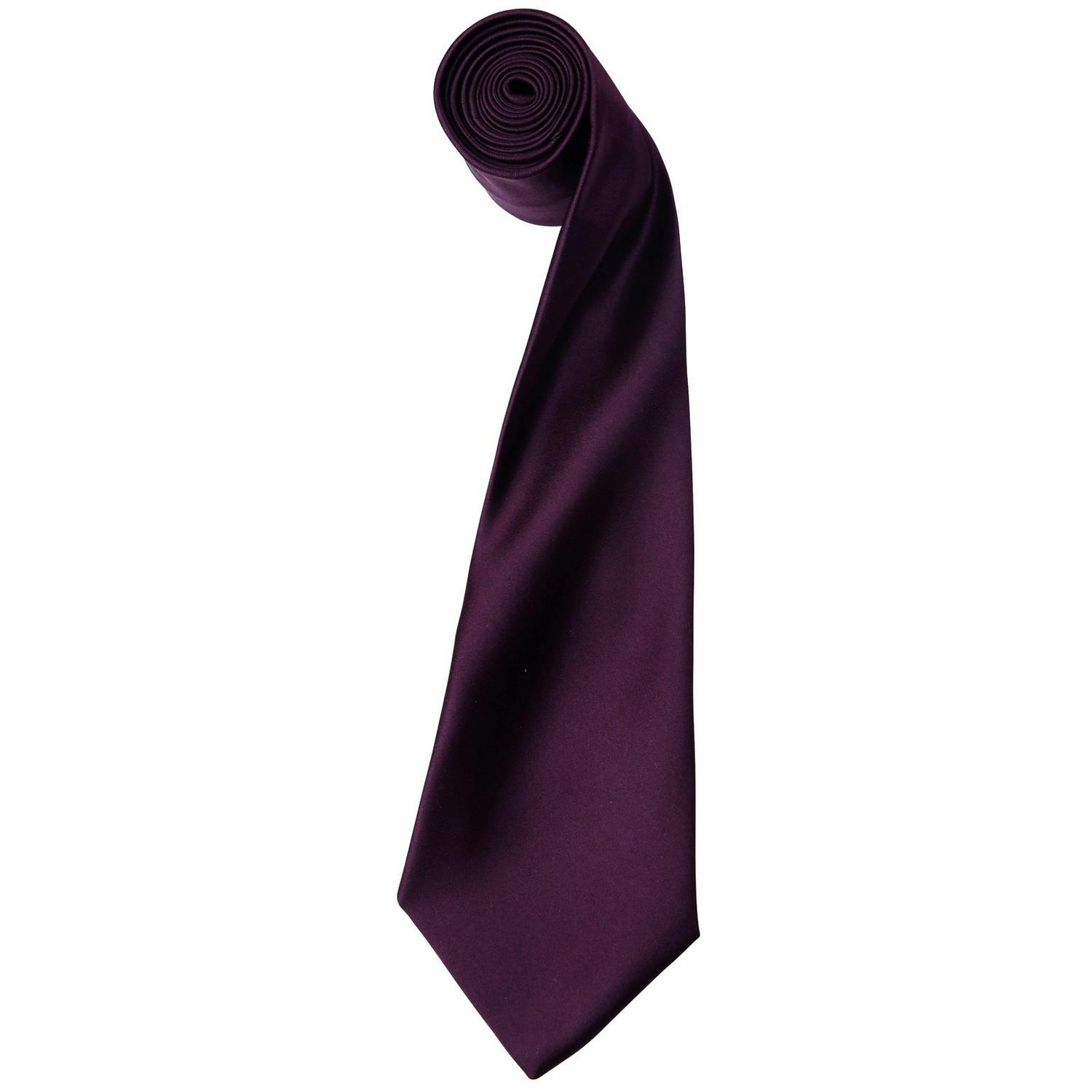 Premier (One Size, Aubergine) Mens Plain Satin Tie (Narrow Blade) (Pack Of 2) - Image 3