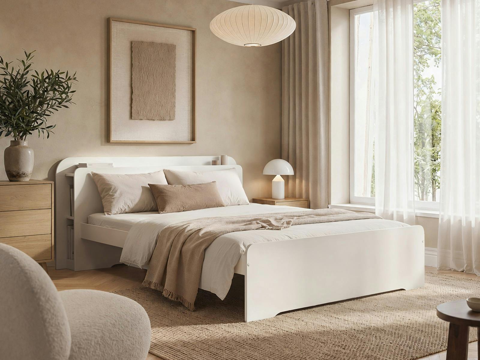 Rackhams White Evie Storage Bed With Headboard Double - Double