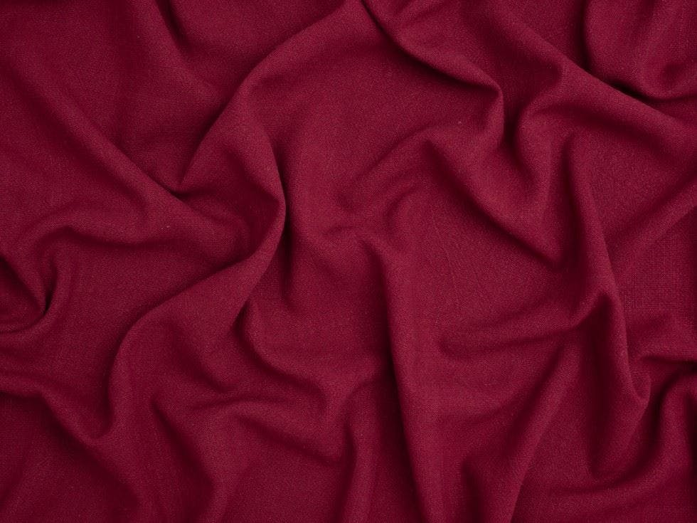 Minerva Core Range Burgundy Minerva Soft Viscose Linen Blend Fabric - Plain Design Dressmaking Fabric, 132 Cm / 52" Wide - Per Metre