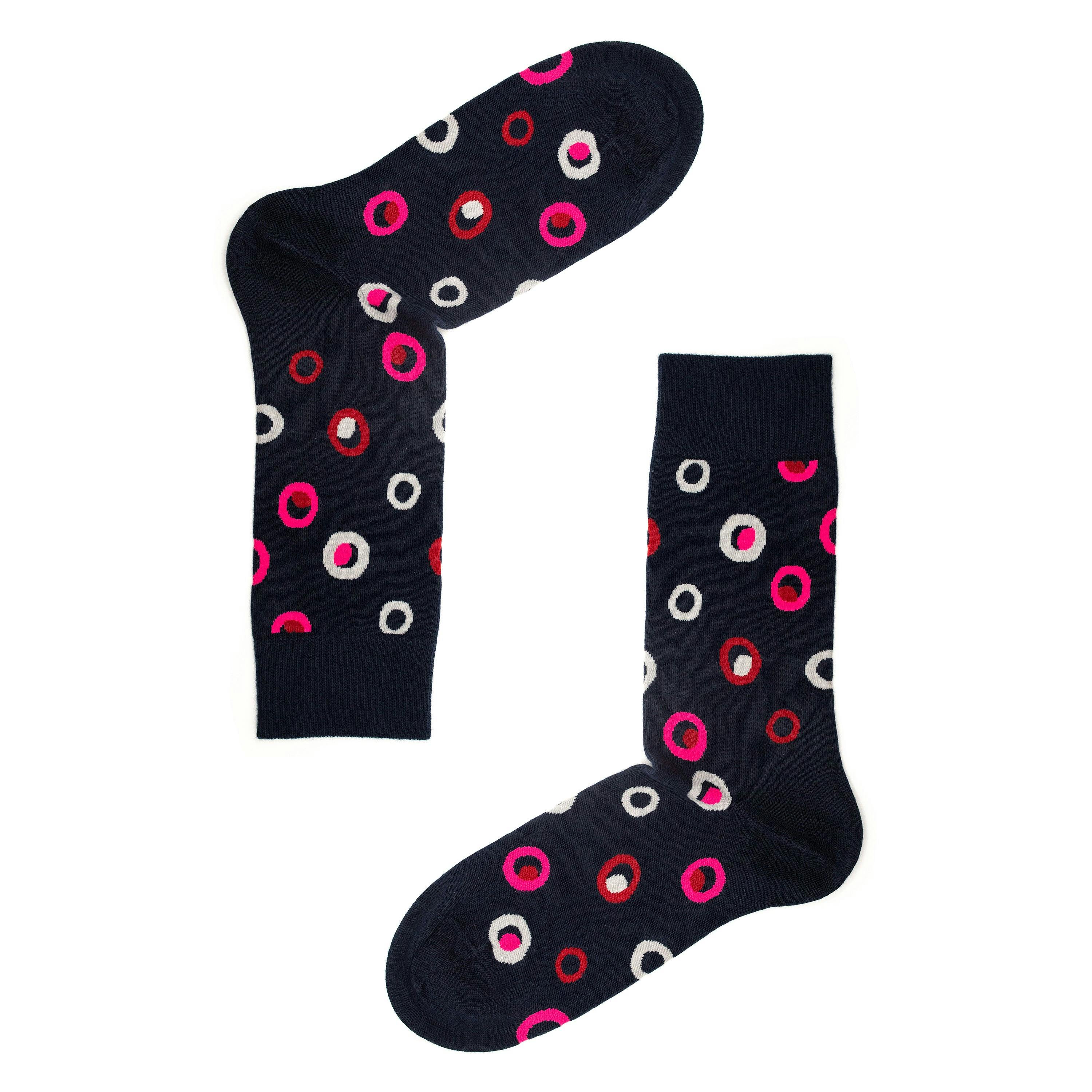 Jemsox Men's Pink Spot In A Circle Socks – Organic Cotton - One Size / Eur 41-46 / Uk 7-11