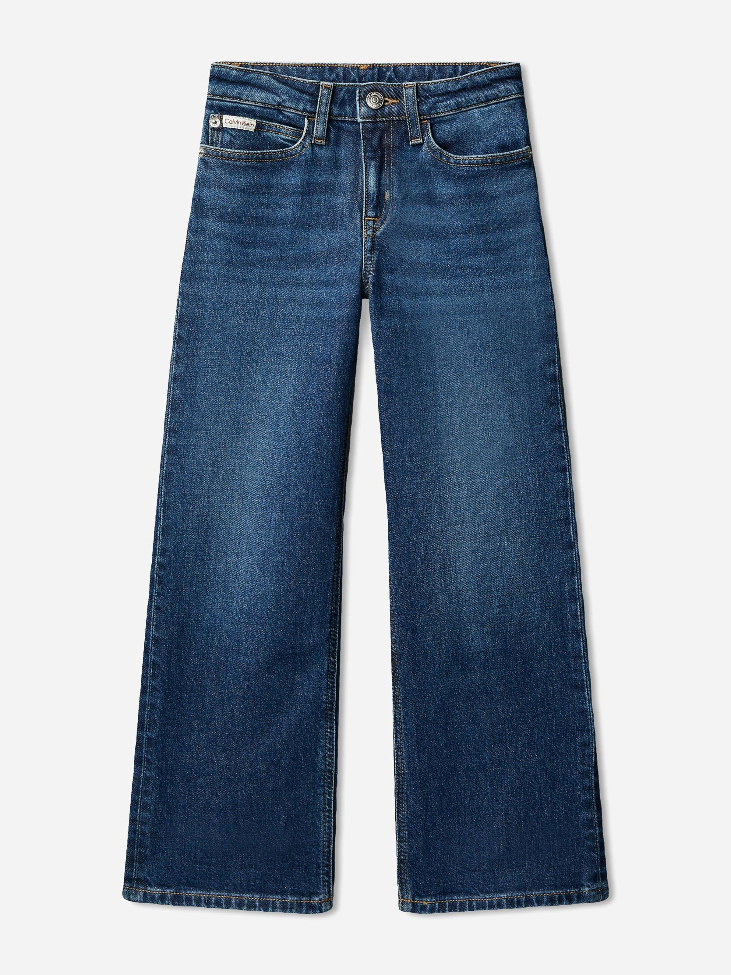 Calvin Klein Girls Blue Hr Wide Leg Jeans In - 8 Yrs