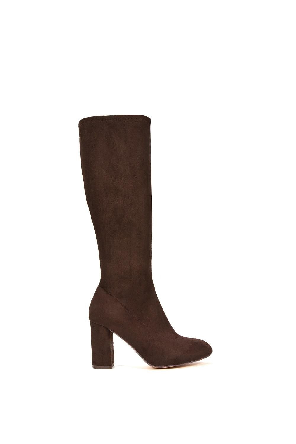 Xy London Women's Brown High Block Heel Knee High Boots - 3