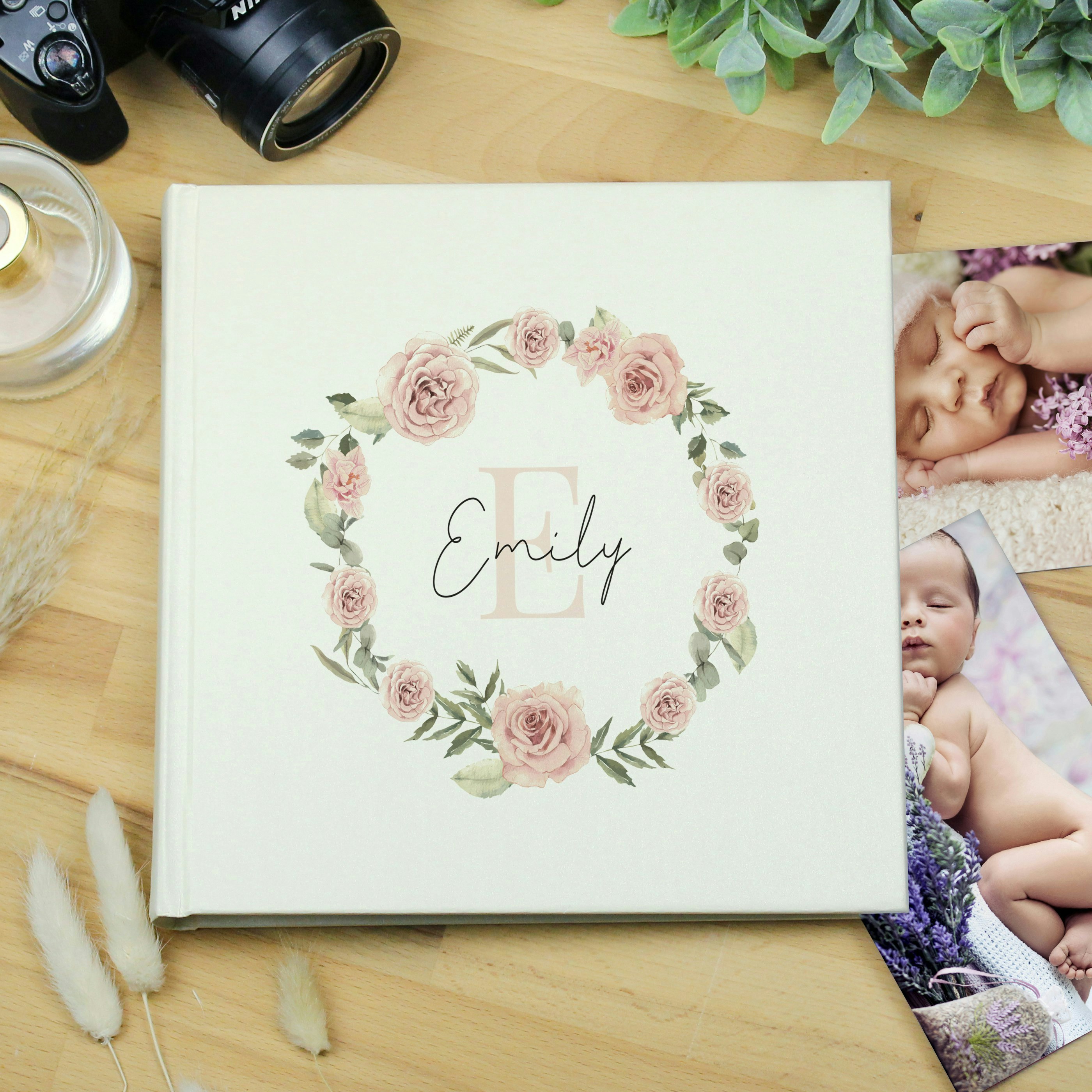 Rackhams Personalised Floral Wreath Square Photo Album