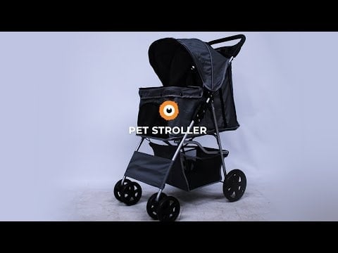 Monstershop Grey Pet Stroller With Rain Cover –