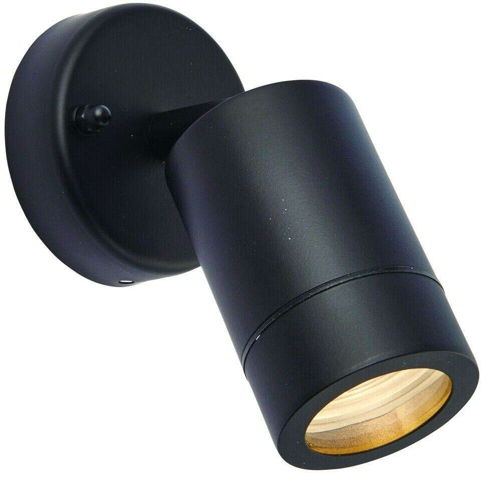 Rackhams Black Ip44 Outdoor Adjustable Spotlight Matt Gu10 Dimmable Accent Downlight Size 1