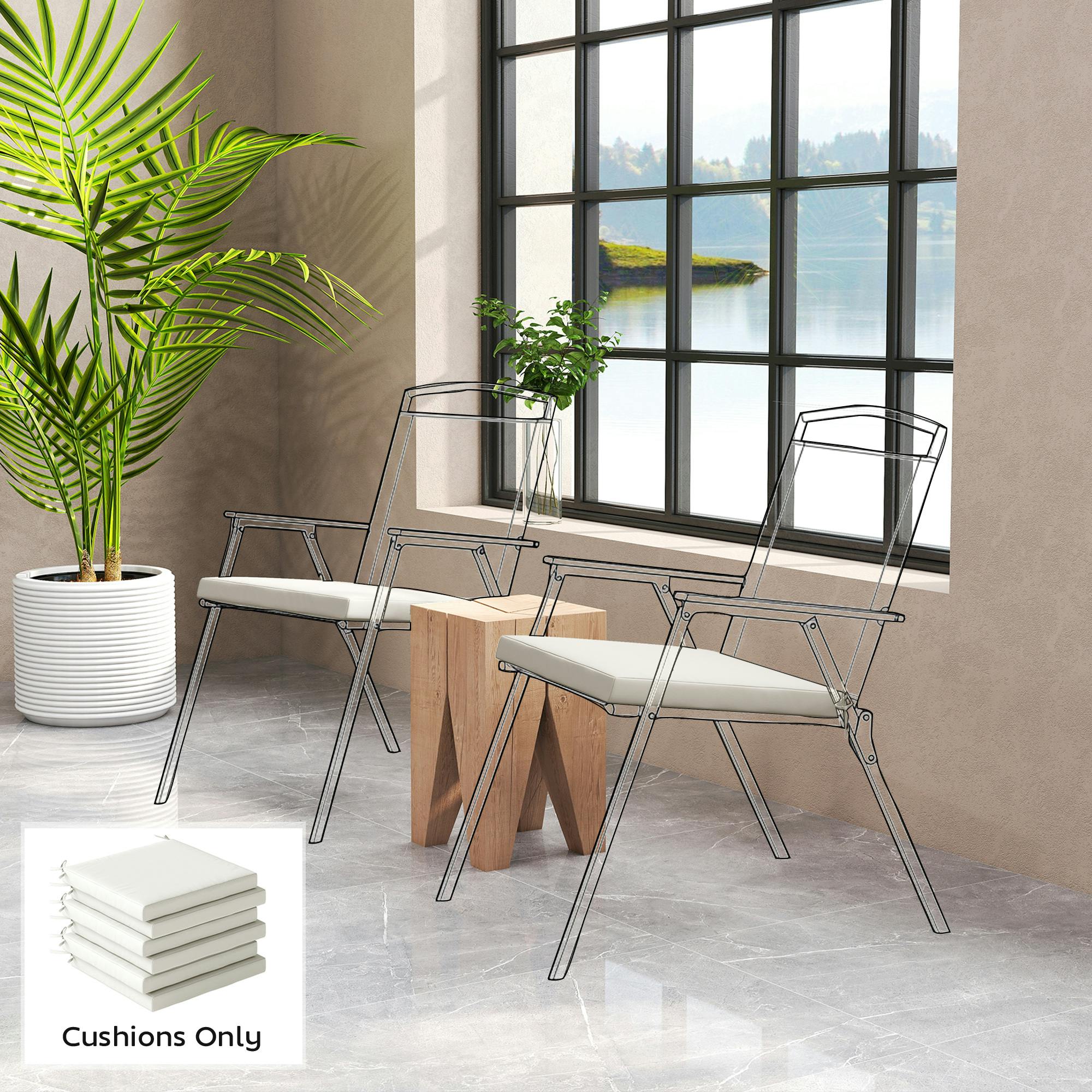 Rackhams Cream/White Seat Cushions With Machine Washable Cover - Outdoor Seat Cushions - 46 X 42 X 7 Cm
