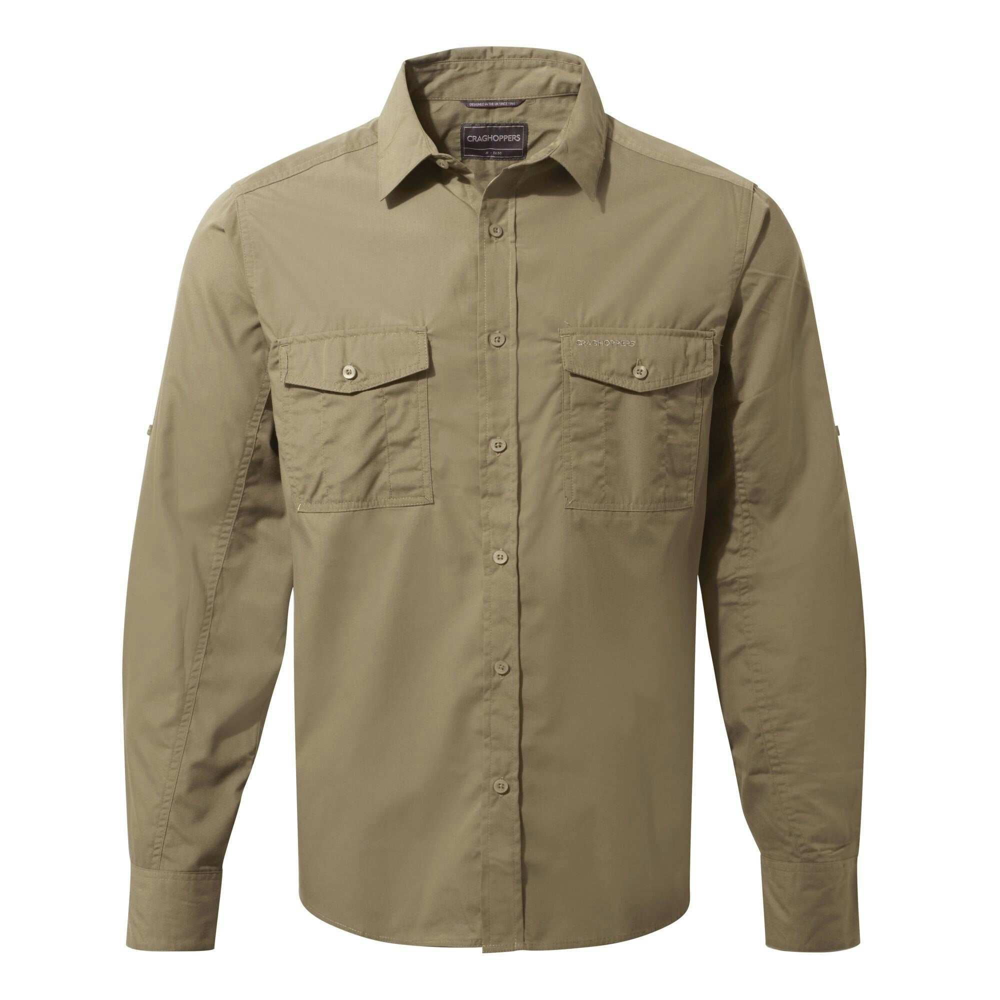 Craghoppers Men's Brown Expert Kiwi Long-Sleeved Shirt - Pebble - Pebble - 3XL