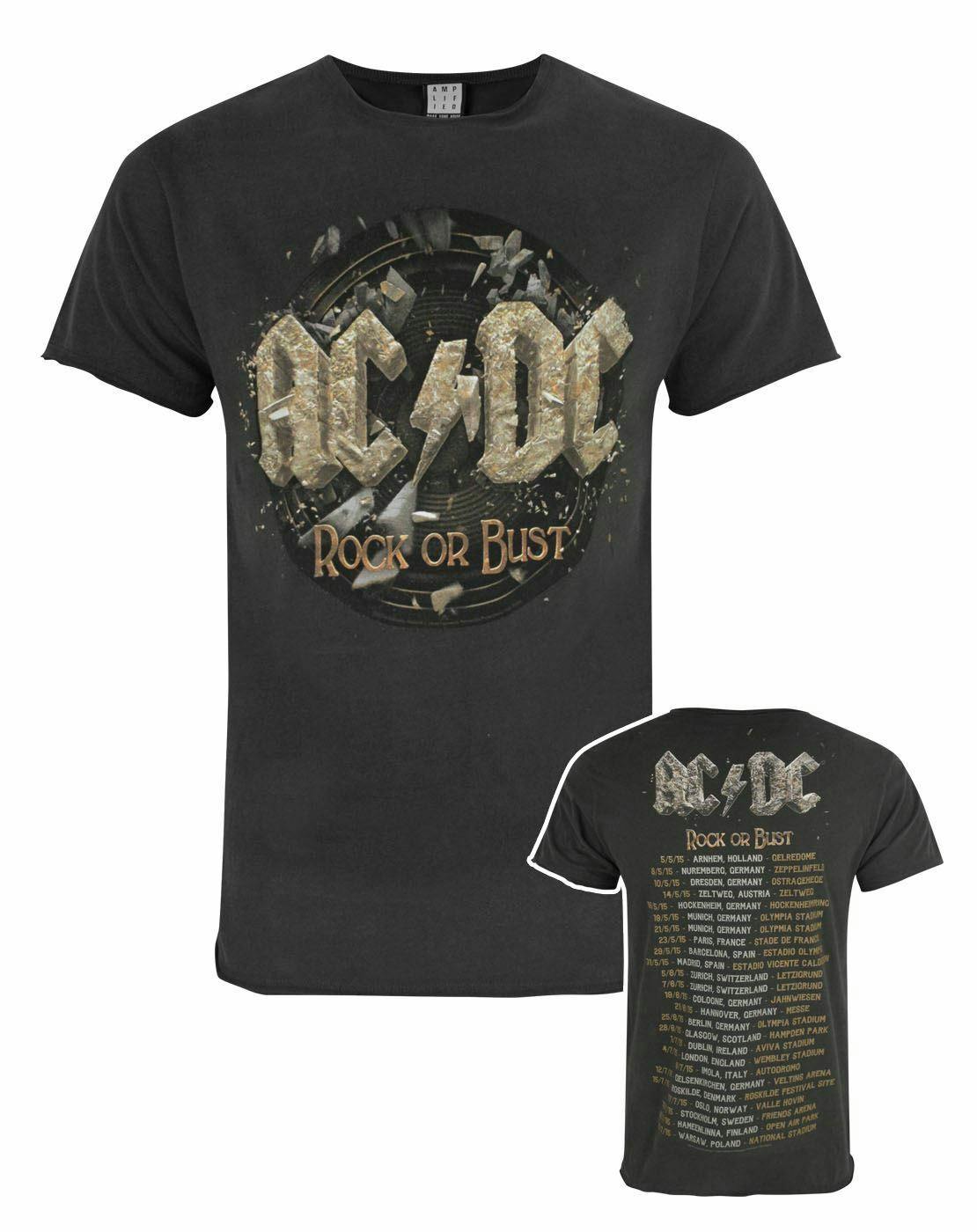 Vanilla Underground Men's Grey Amplified Clothing Ac/Dc Short Sleeved T-Shirt - Small