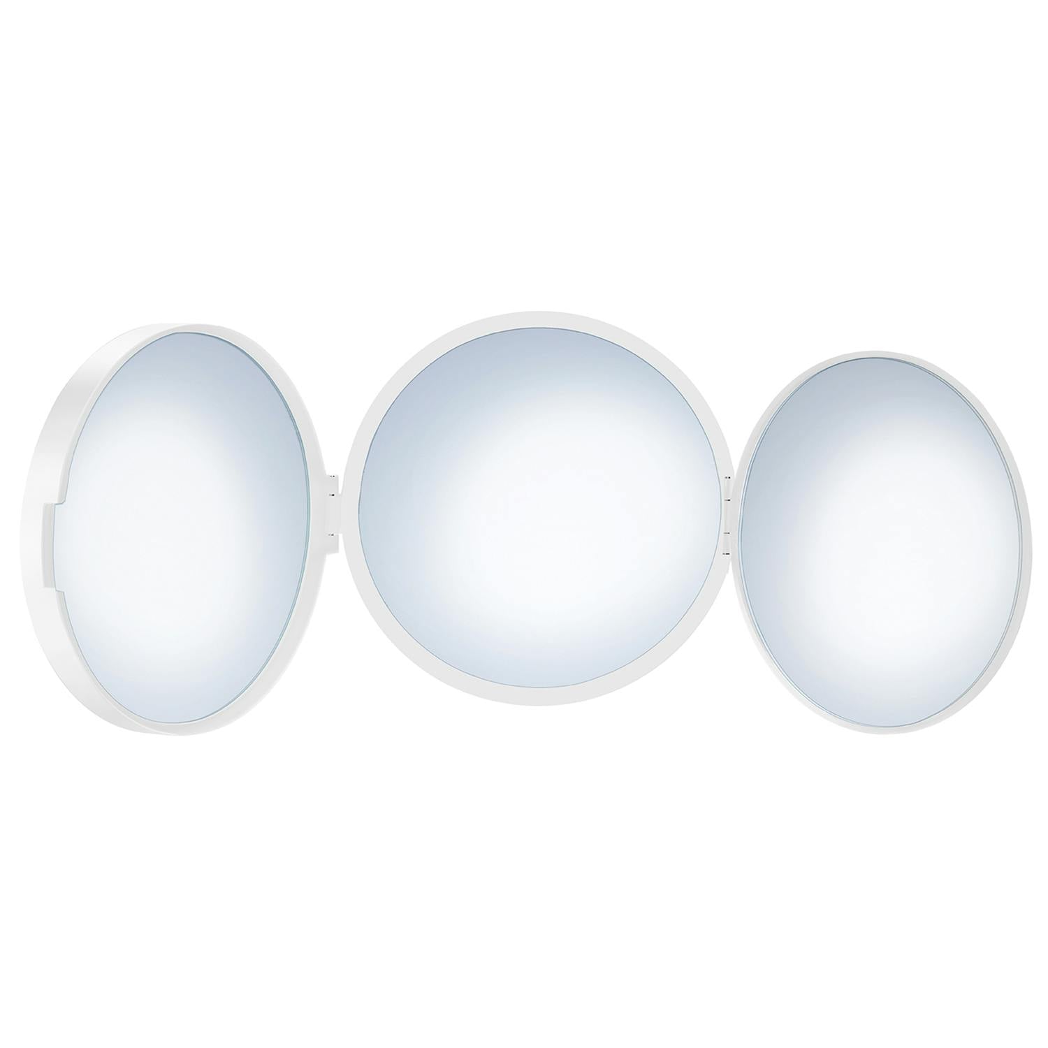 Rackhams White Matt Triple Sided Foldable Portable Travel Mirror (100Mm) With 1X 5X 12X Magnification For Makeup Shaving Or Grooming