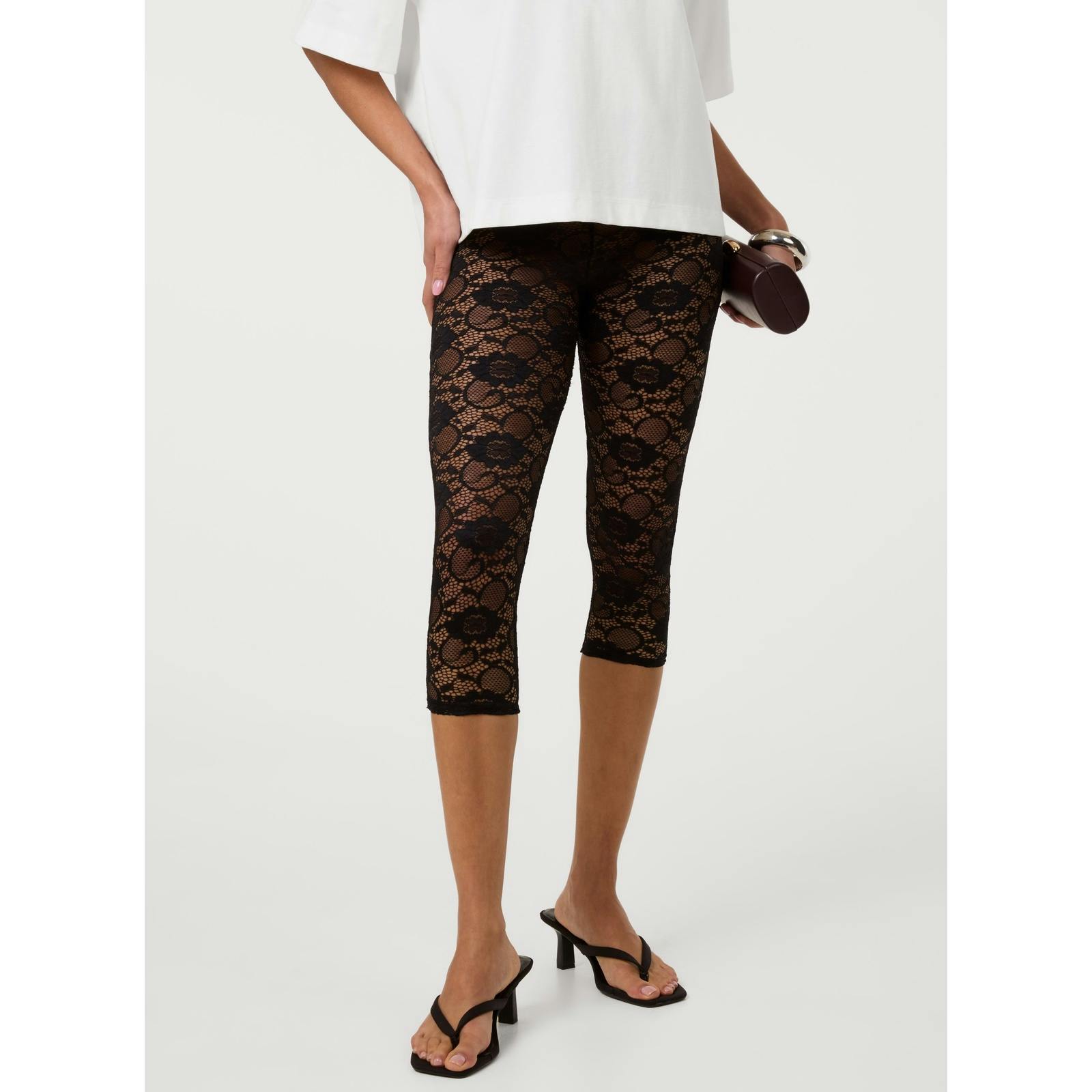 Pink Vanilla Pink/Black Vanilla Lace Capri - S