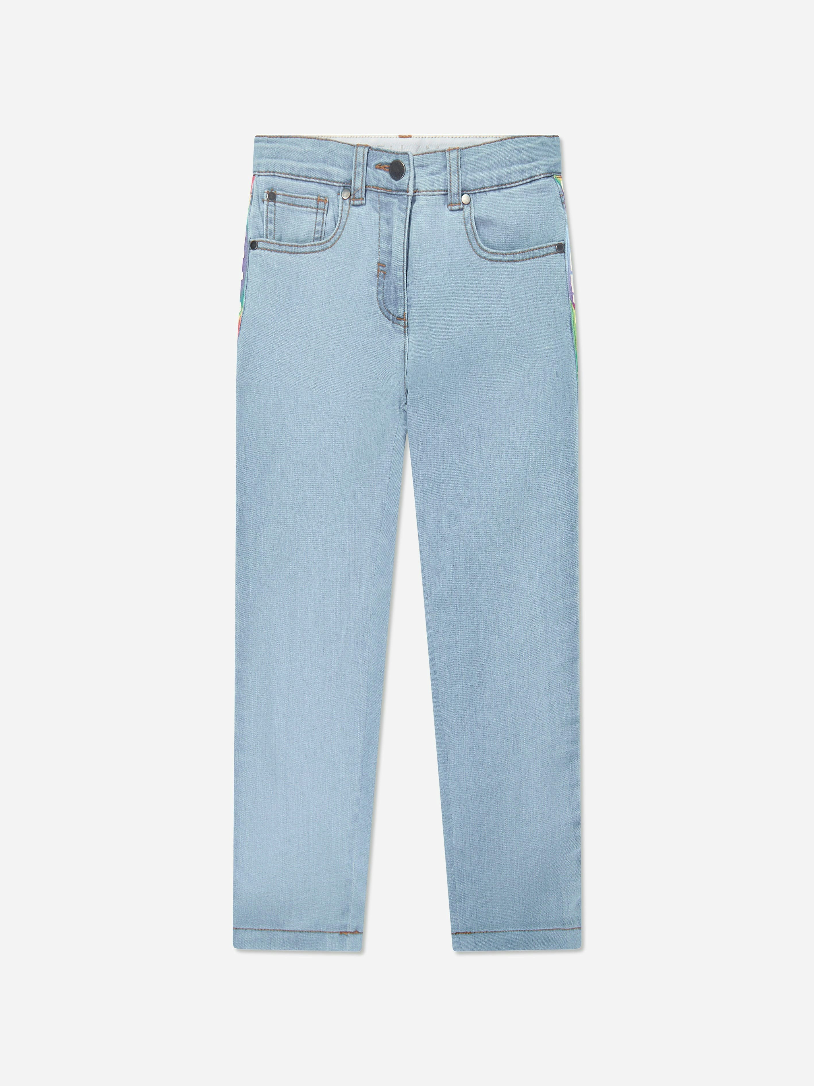 Stella Mccartney Kids Girls Blue Stella Mccartney Logo Jeans In - 14 Yrs