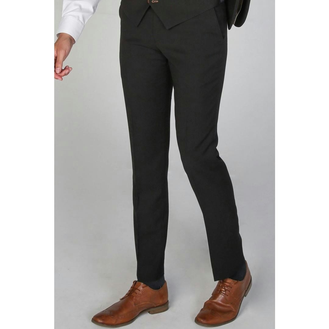 Paul Andrew Men's Black Mayfair- Plain Trouser - 46W 32L