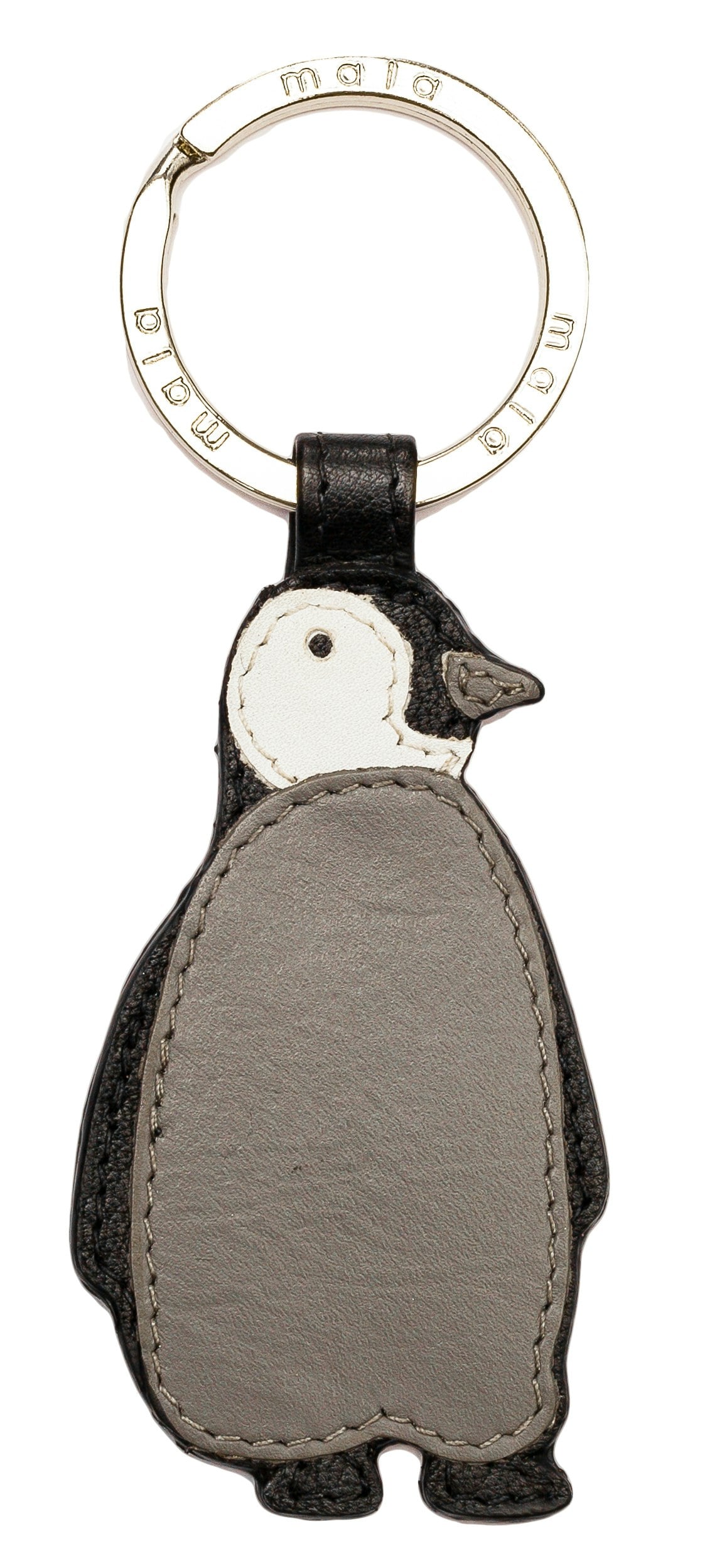 Mala Leather Grey Ollie Penguin Leather Keyring