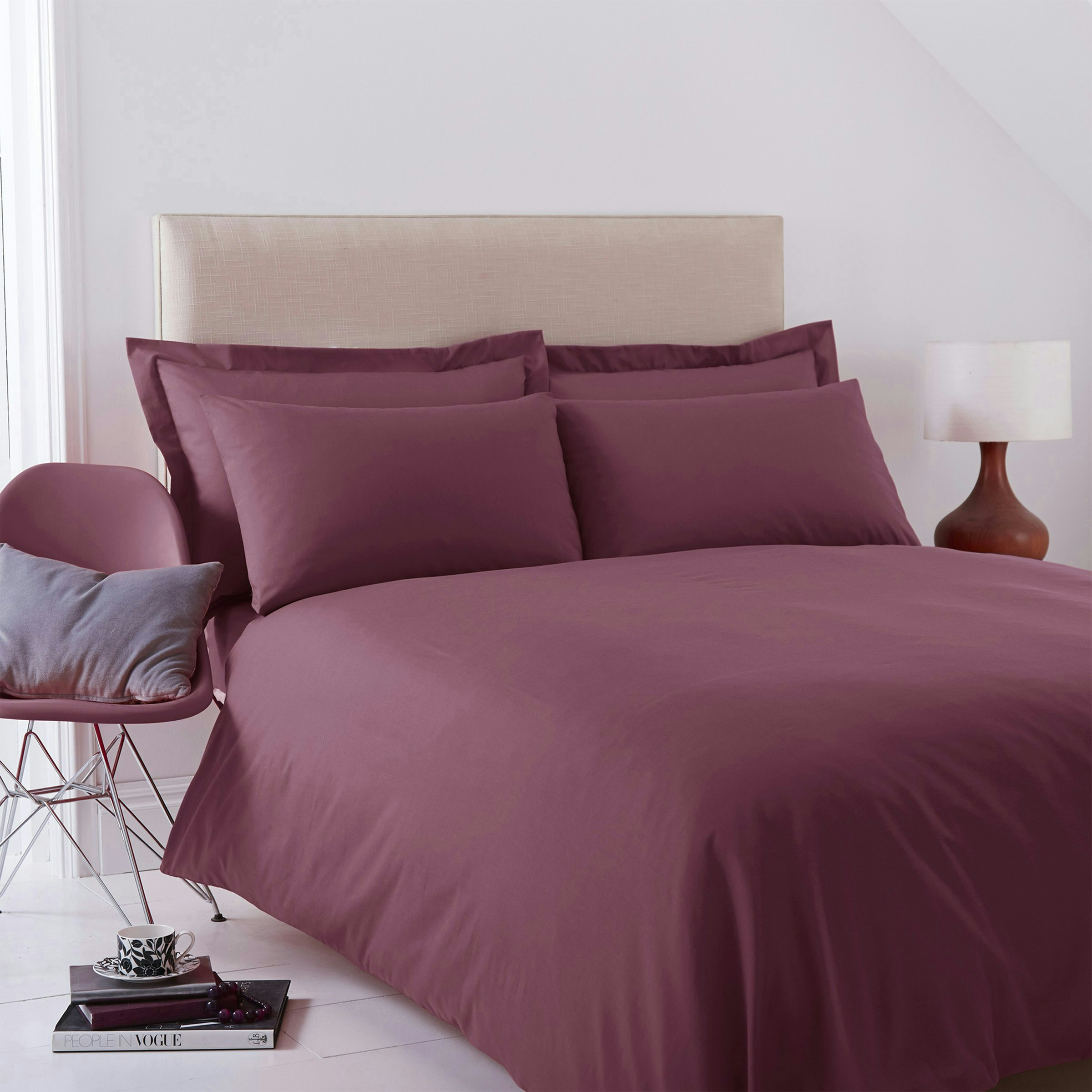 Martex Charlotte Thomas Poetry Plain Dyed Single Aubergine Duvet Cover Set - 137 X 200Cm - Aubergine - Single