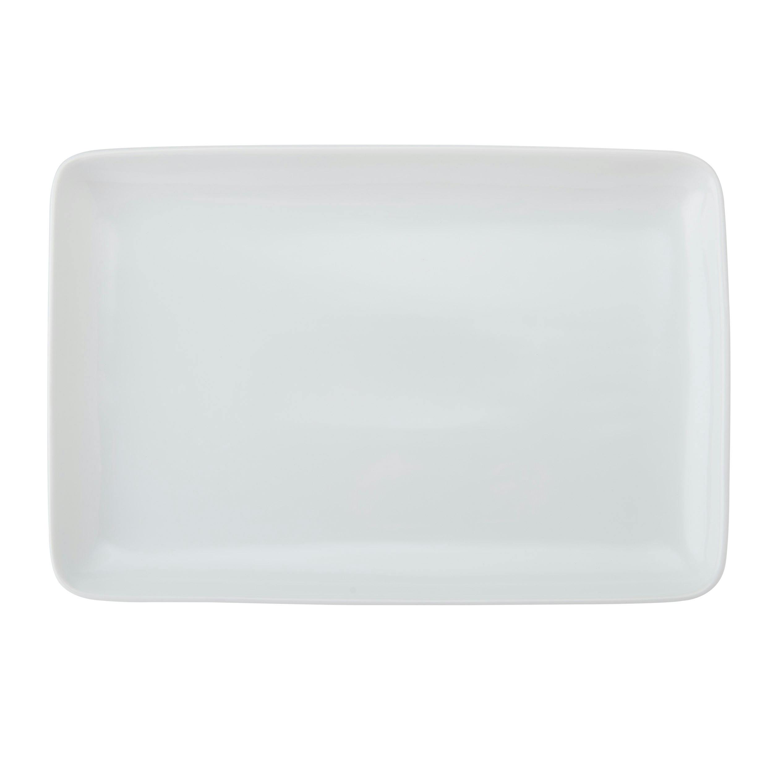 Rackhams White Chalk Rectangle Porcelain Serving Platter, 33Cm - Porcelain - Serving Platter