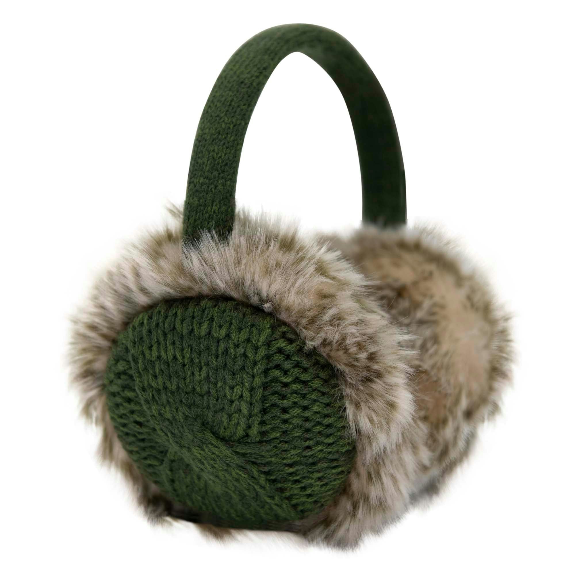 Aran Traditions Dark/Green Aran Cable Ear Muffs