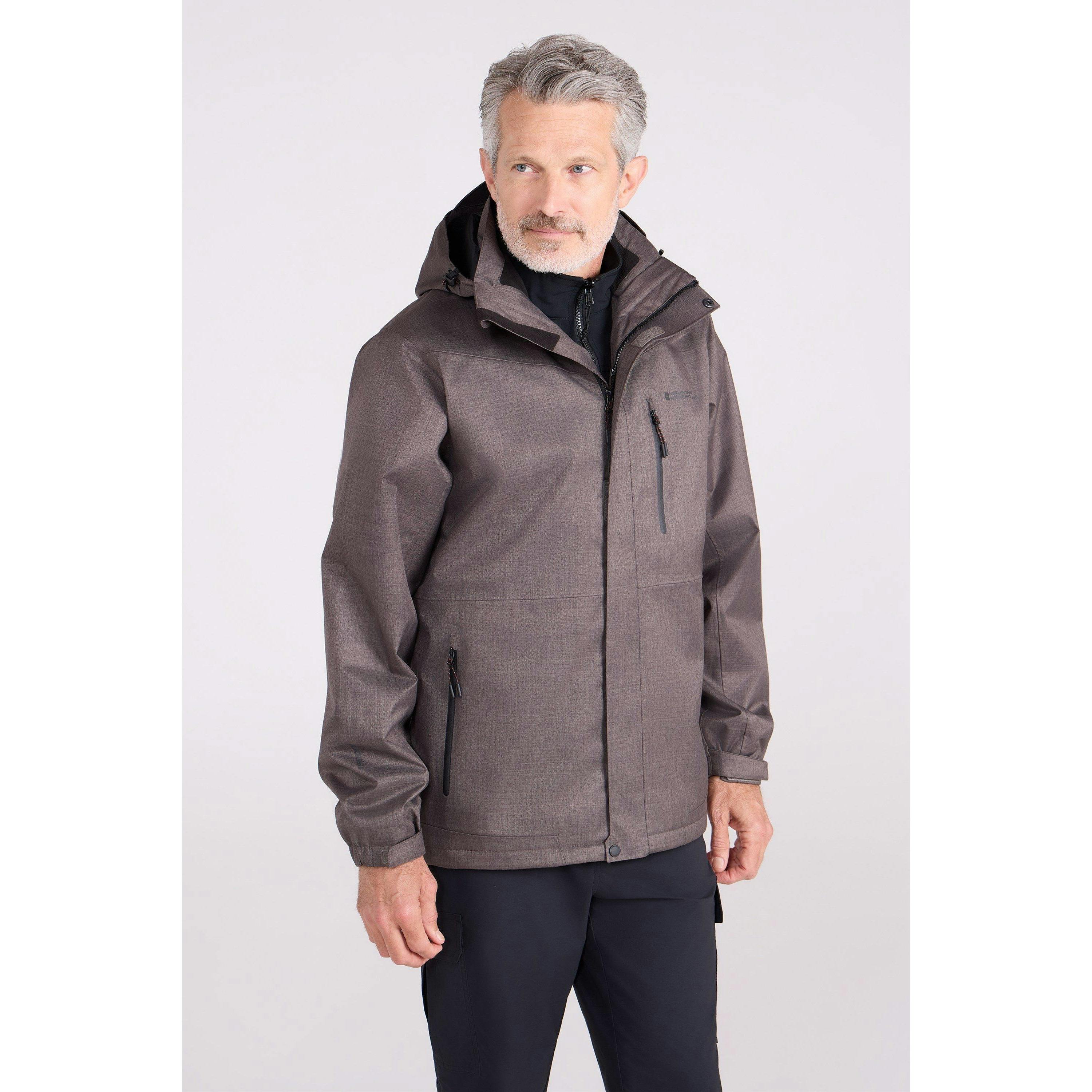 Mountain Warehouse Men's Grey Bracken Extreme 3 In 1 Waterproof Jacket - Medium - Xs - Medium - 100% Mixed