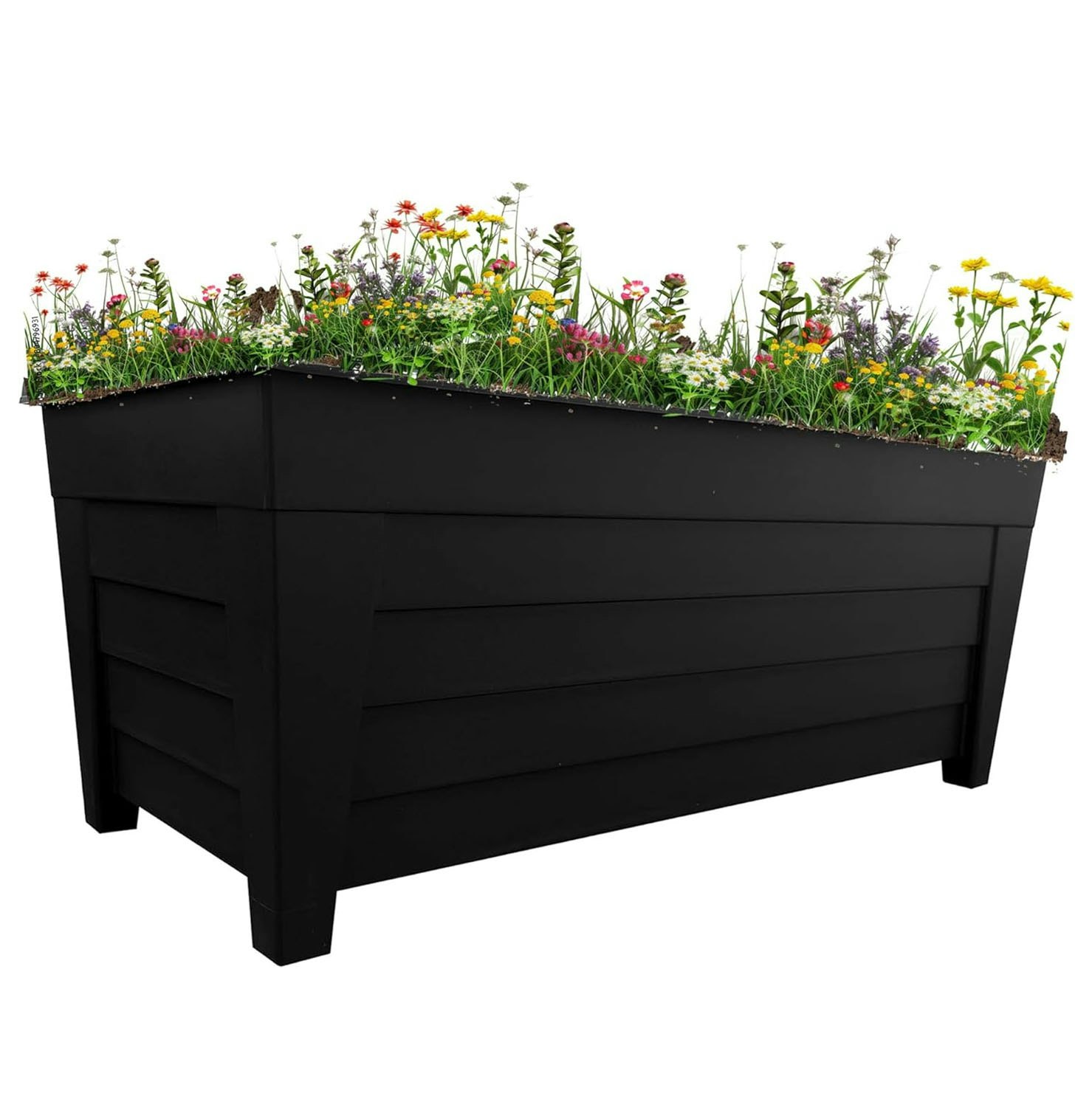 Rackhams Black Set Of 2 Grosvenor Troughs 55Cm Long Flower Planters Ideal For Gardens & Patio Areas