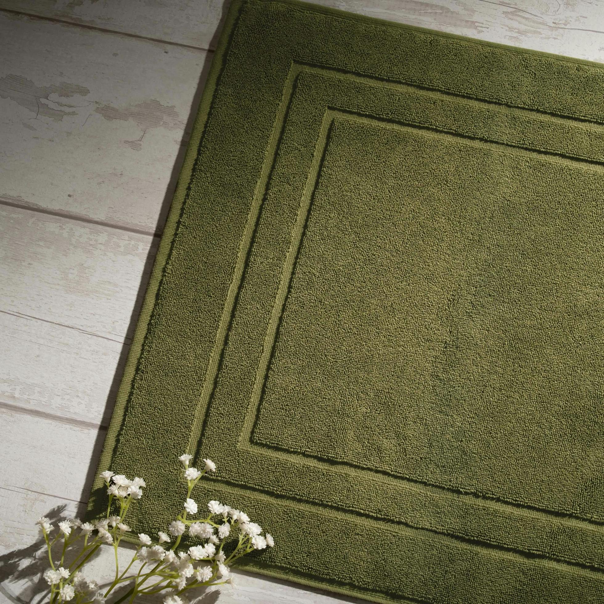 Soak&Sleep Green Olive Egyptian Cotton Bath Mat - Single