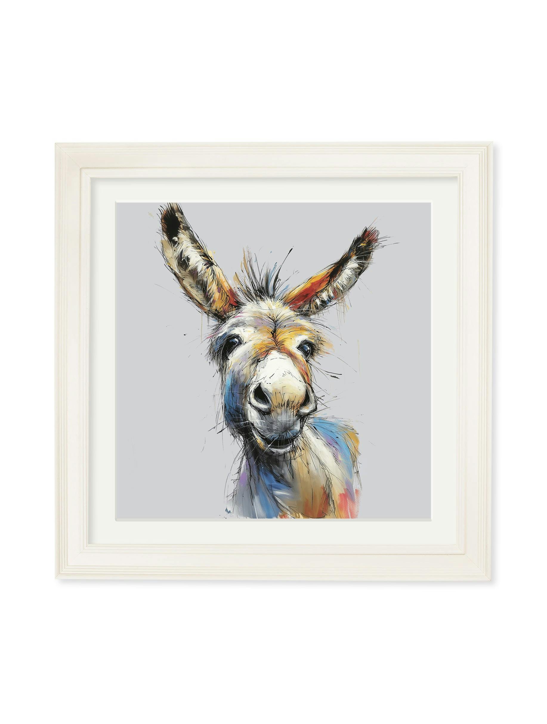 Rackhams Cream Donkey Jack & Jennet Cosy Sketch - Hurstwood Square Frame - Donkey Jack - 96 X 96Cm - Hurstwood Square