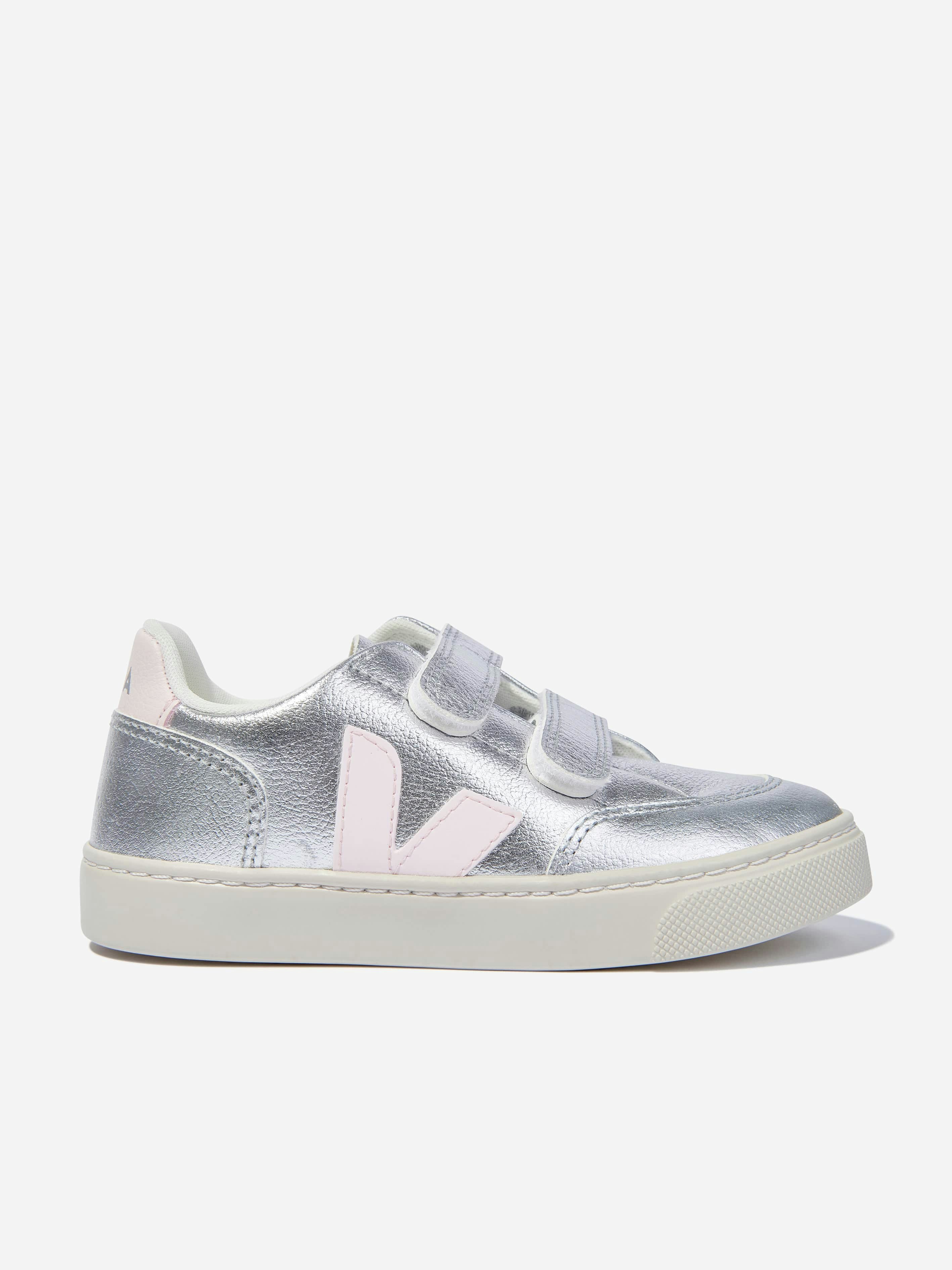 Veja Silver Kids Chromefree Leather V-12 Trainers In - Eu 31 Uk 13