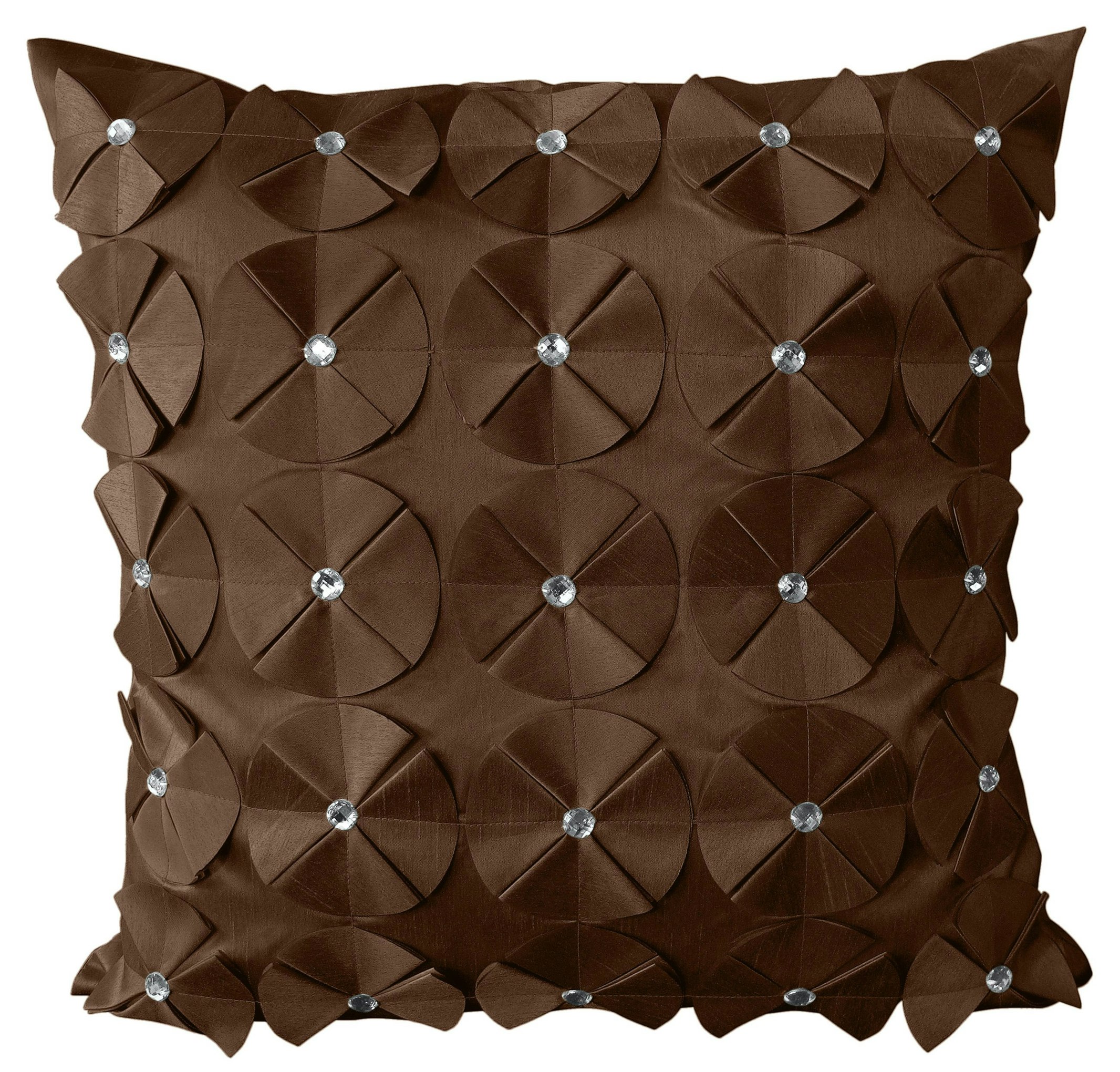 Intimates 3D Petal Detail With Gem Stud Detail Cushion - 43Cm X 43Cm - Chocolate