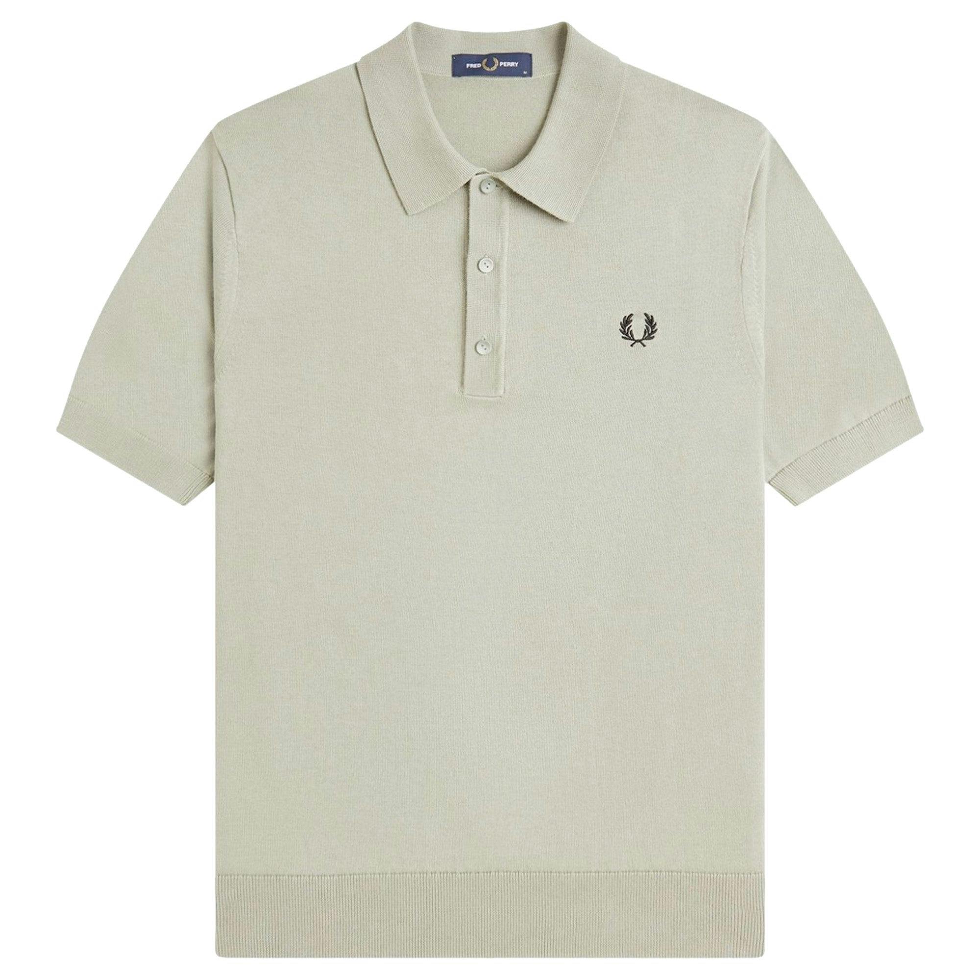 Fred Perry Cotton Knitted Polo Shirt - Seagrass - Large