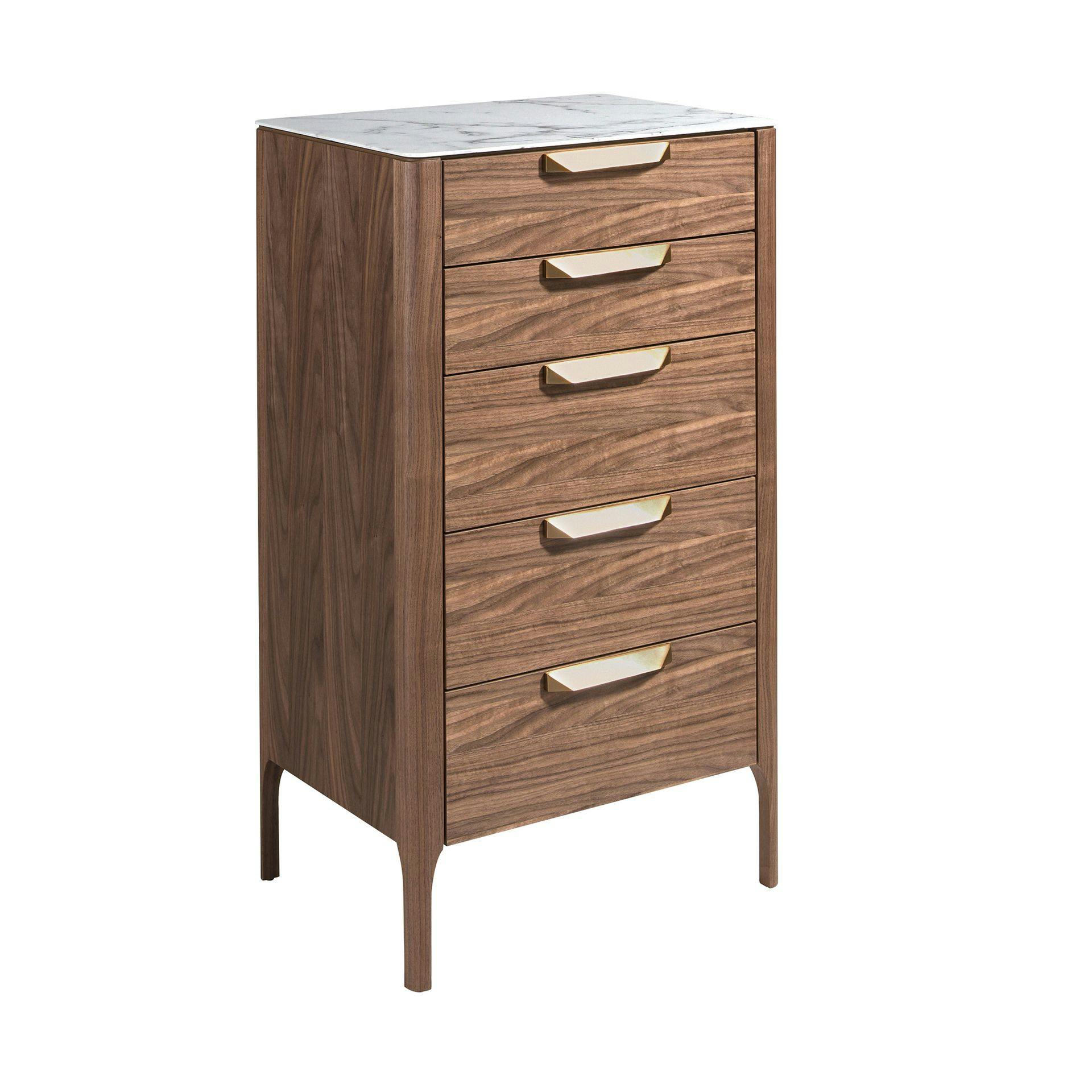 Angel Cerdá White/Grey Walnut Chiffonier With Marble-Look Glass Top 7039